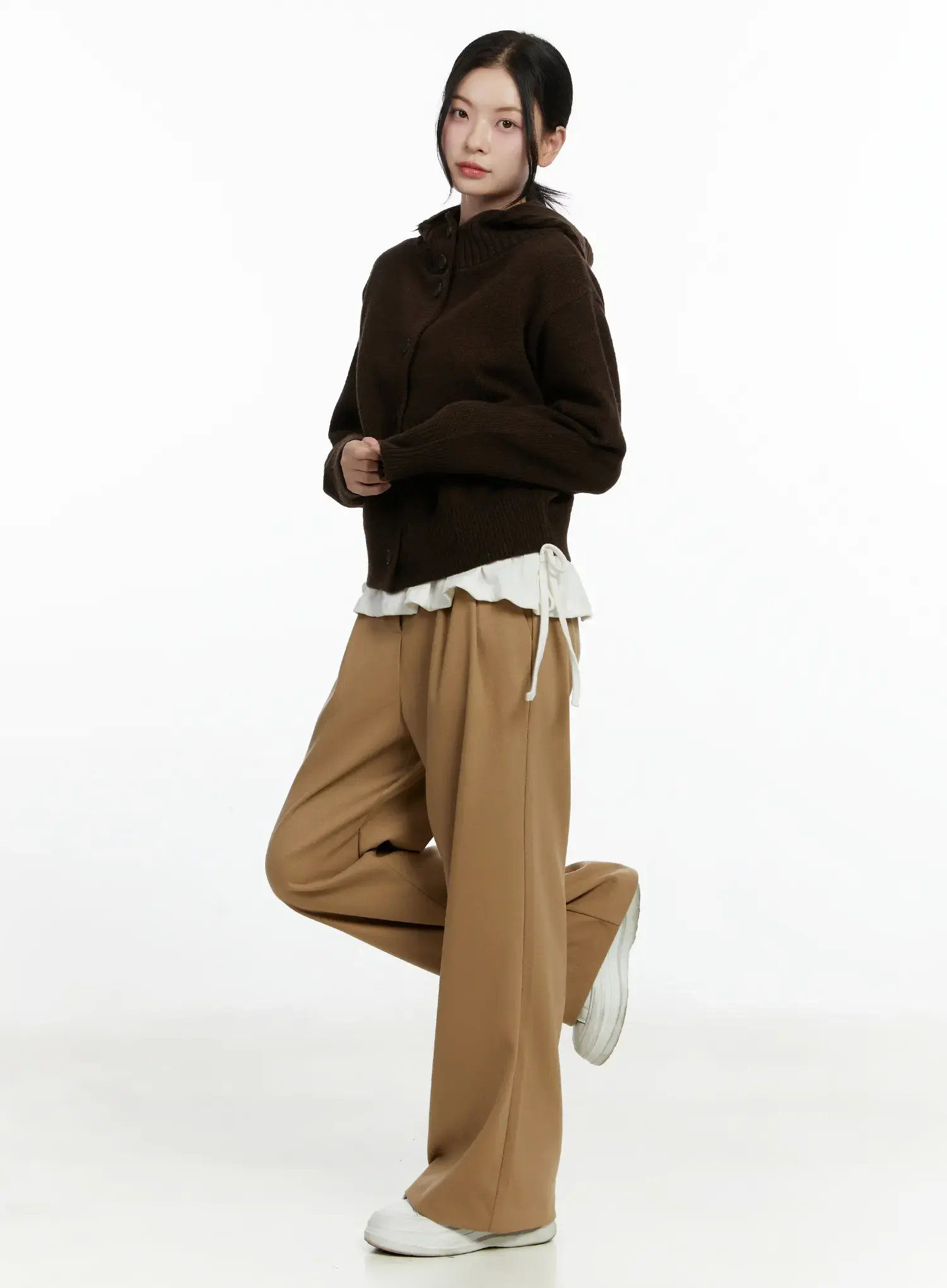 Button Hooded Knit Cardigan F502 - Image 8