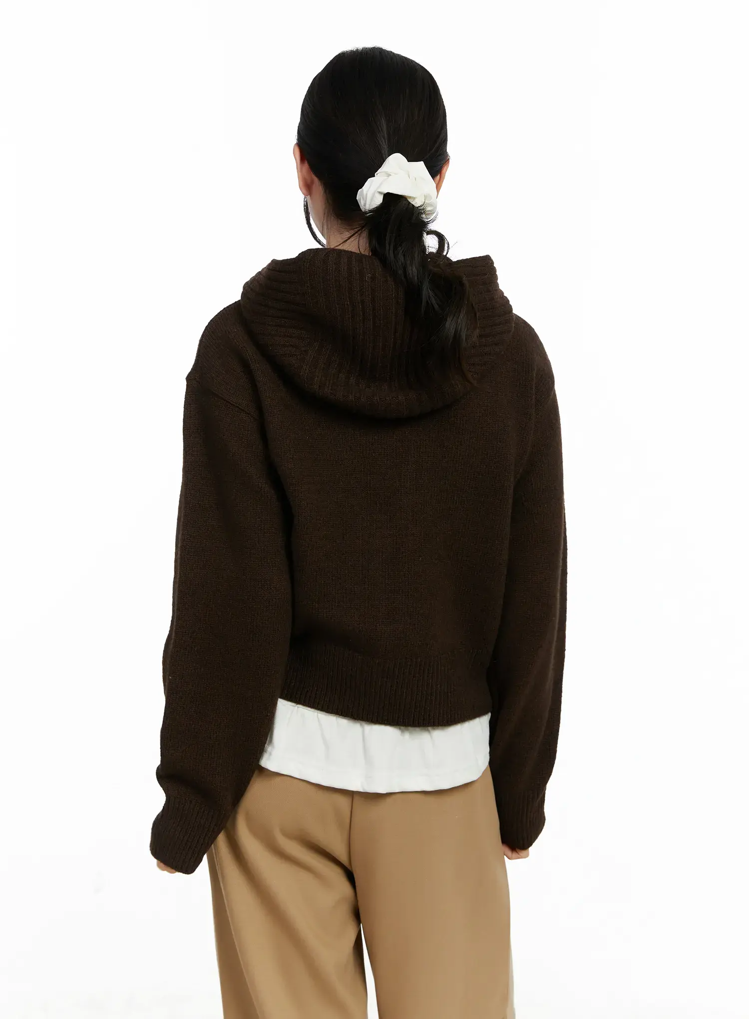 Button Hooded Knit Cardigan F502 - Image 9
