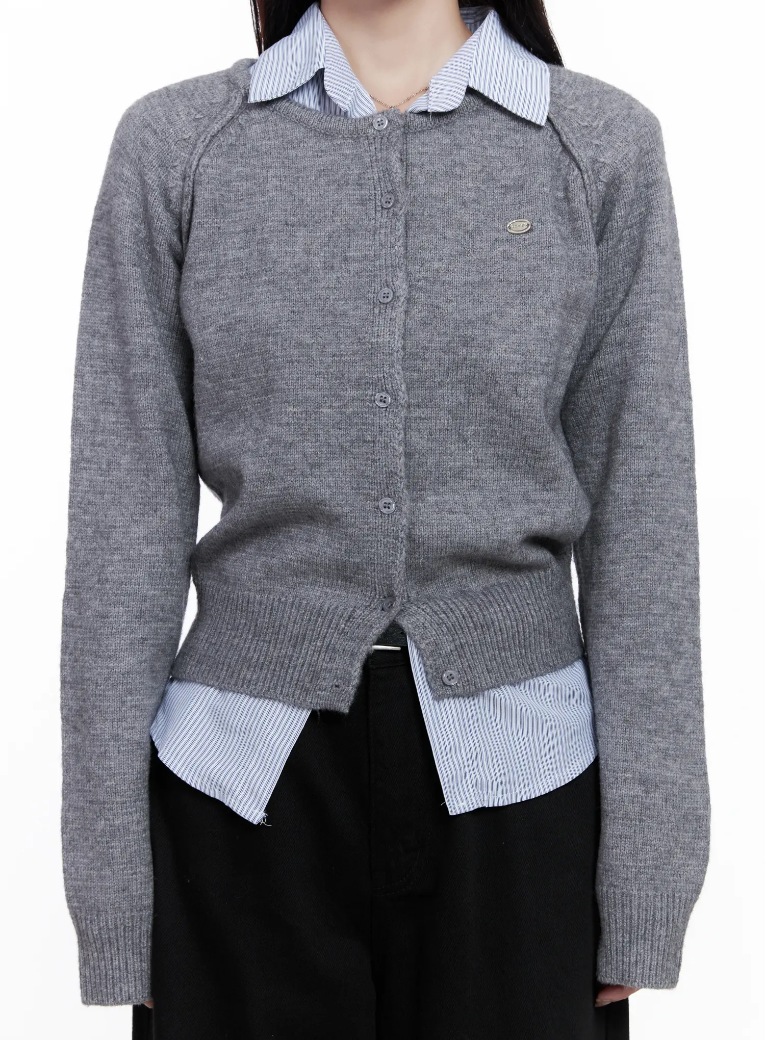 Button-Up Crewneck Cardigan CS523 - Image 4