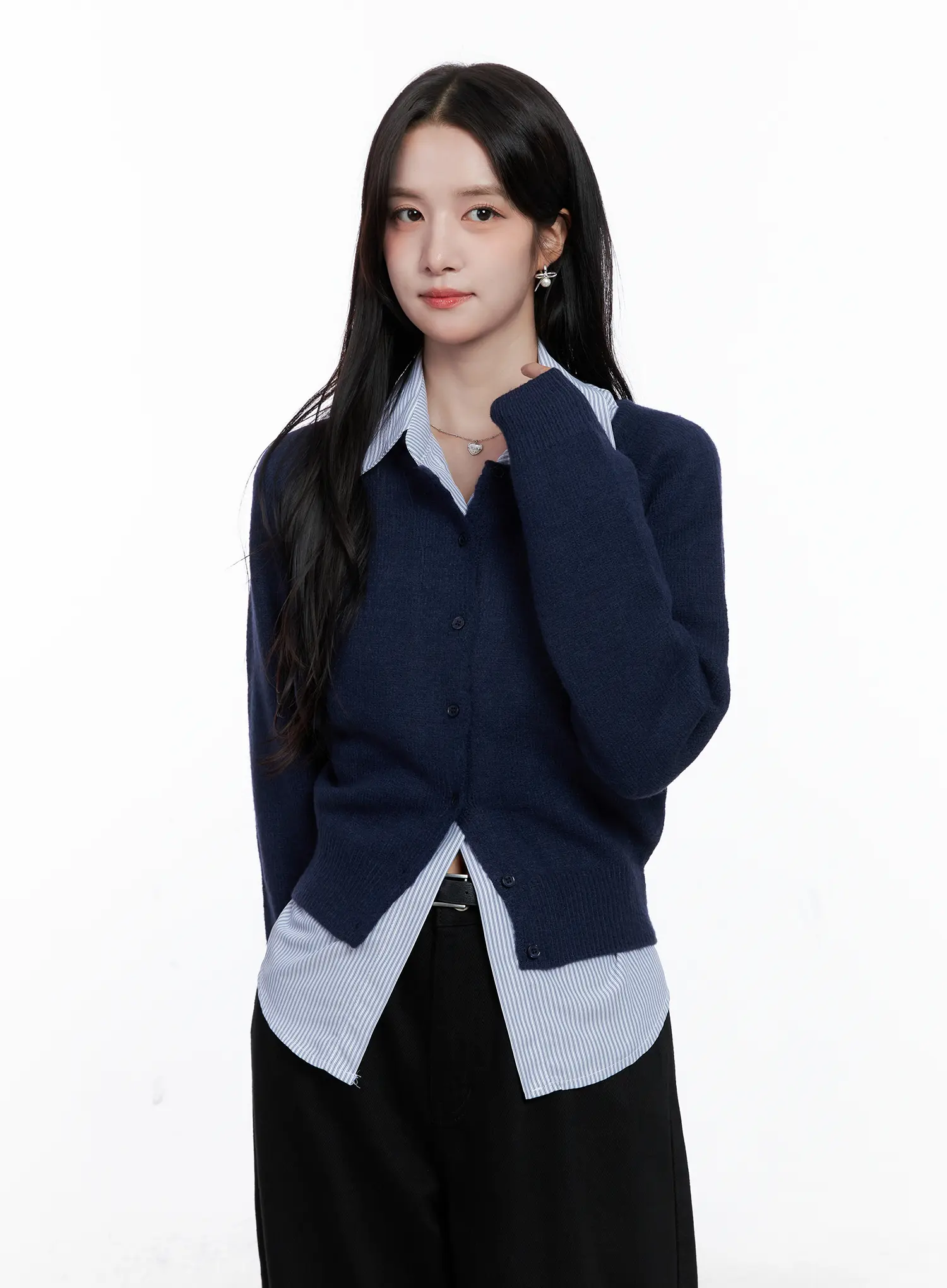 Button-Up Crewneck Cardigan CS523 - Image 9