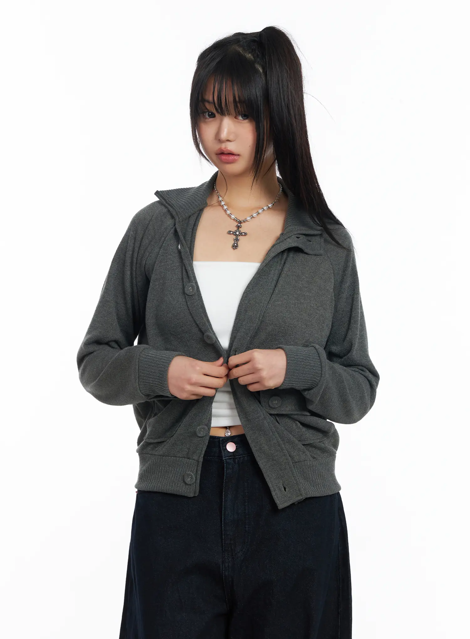 Button-Up Knit Cardigan Jacket CF504 - Image 4