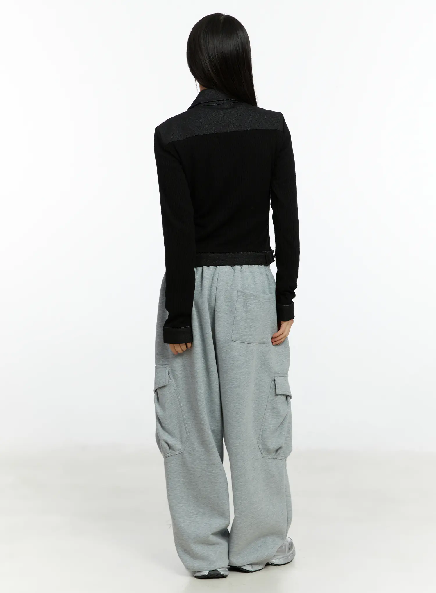 Button Wide Leg Cargo Sweatpants CF509 - Image 7