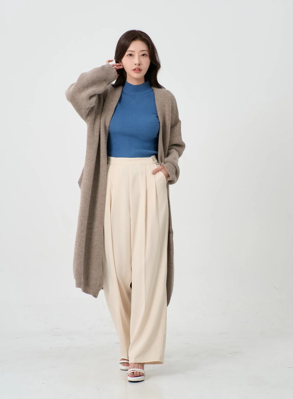 Button Wide Tailored Pants IO12 - Image 6