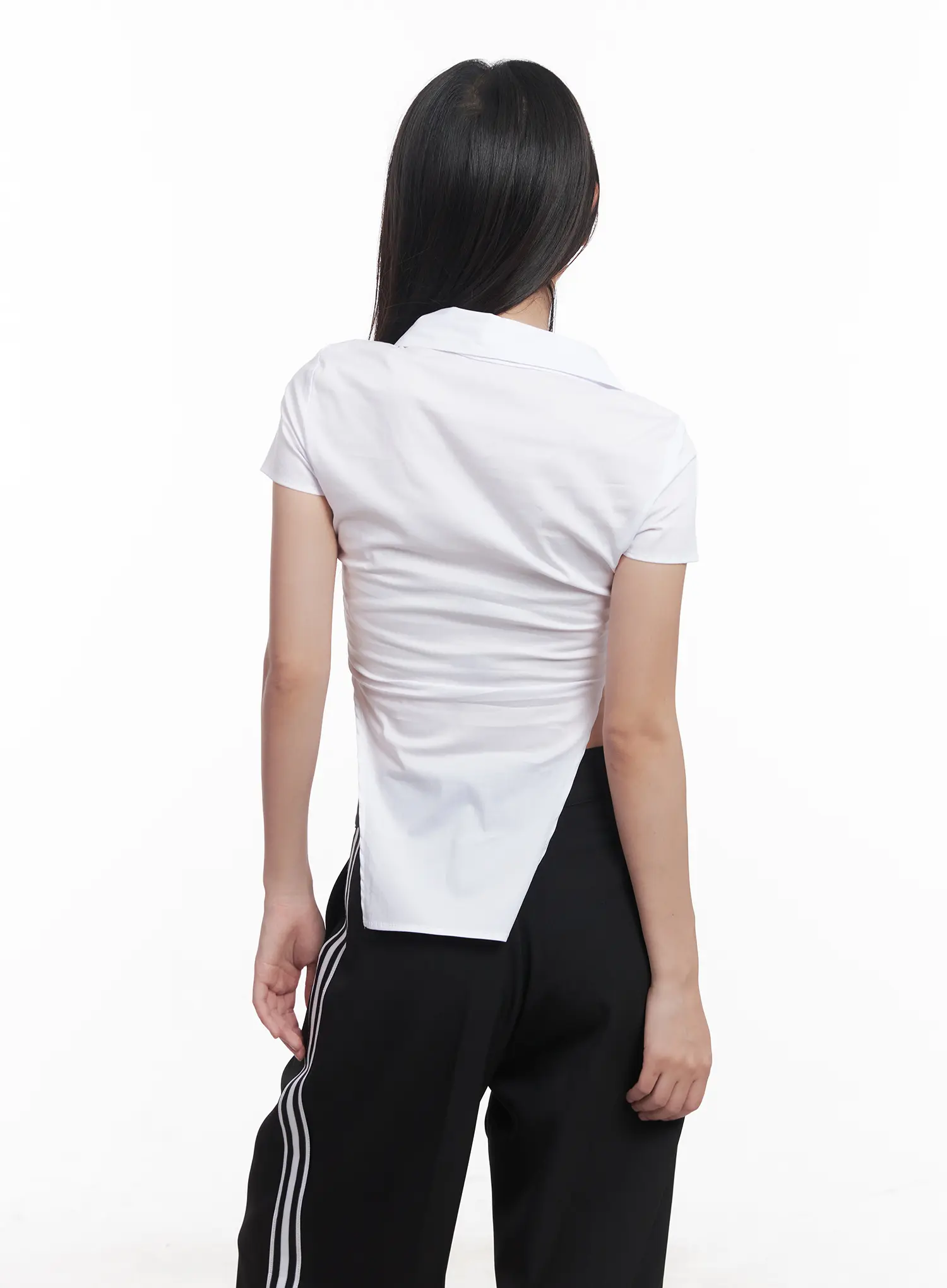 Buttoned Collar Short-Sleeve Shirt CU517 - Image 8