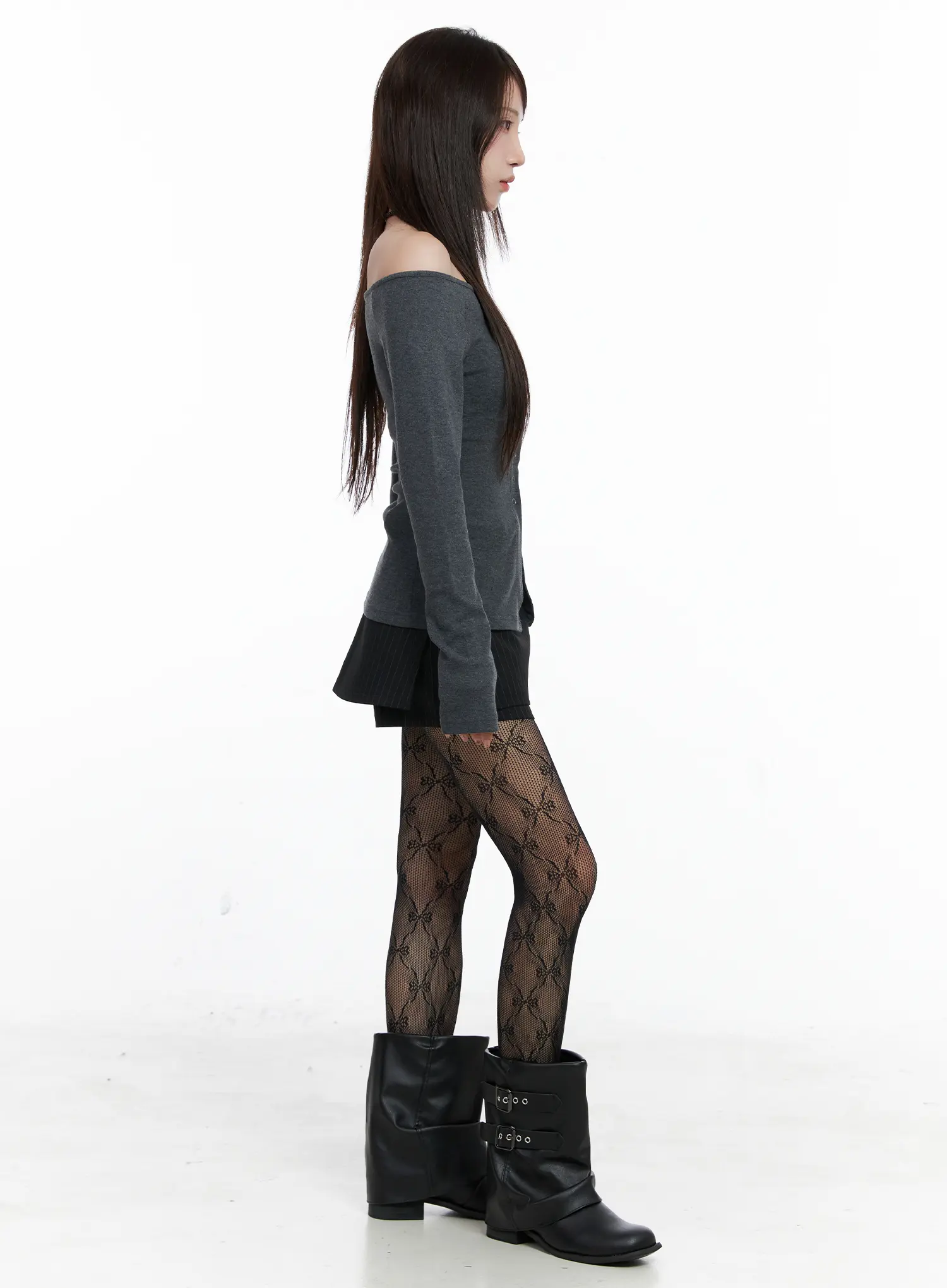 Buttoned Off-Shoulder Long Sleeve Cardigan CO520 - Image 4