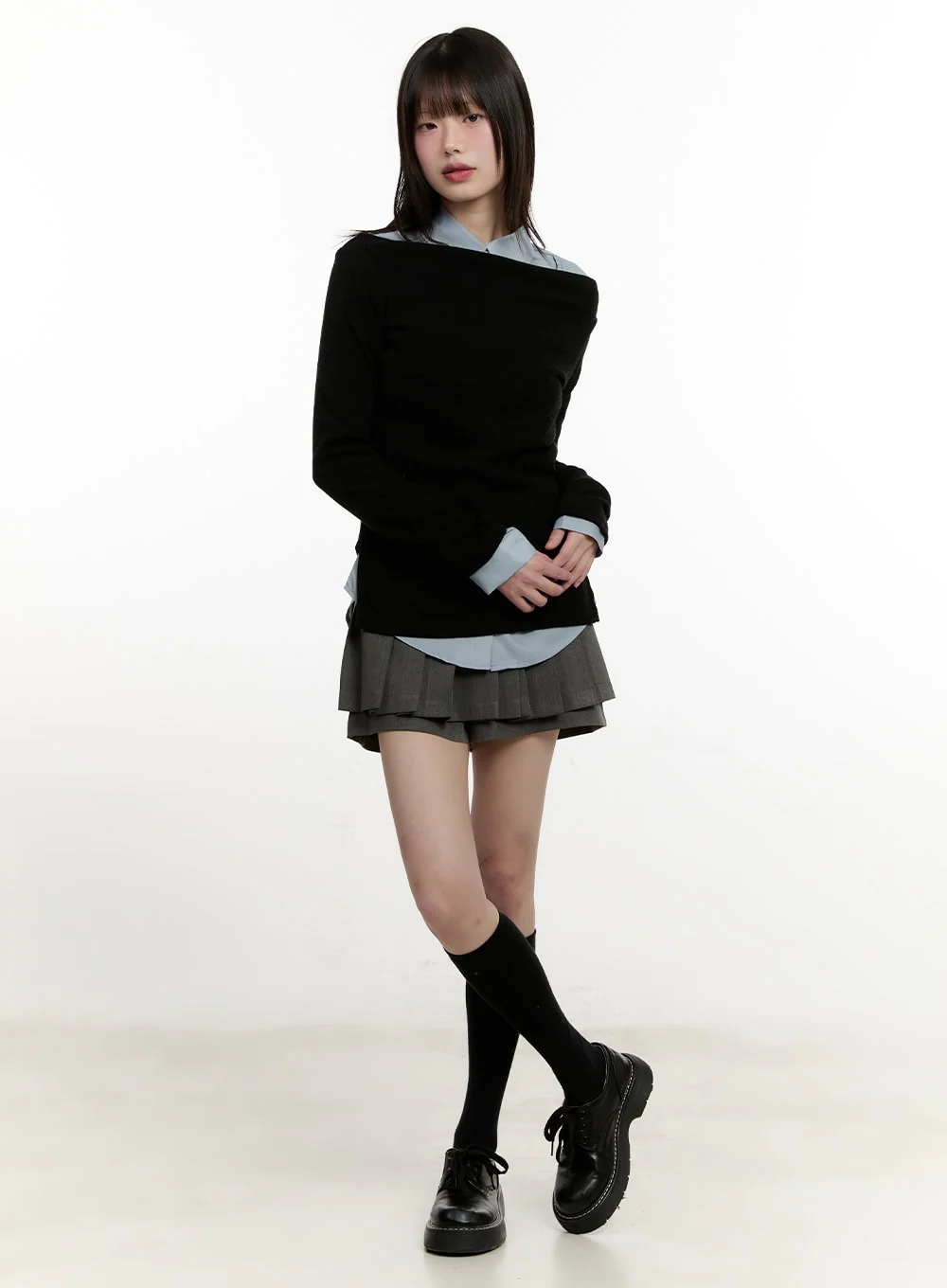Buttoned Pleated Mini Skort CM513 - Image 2