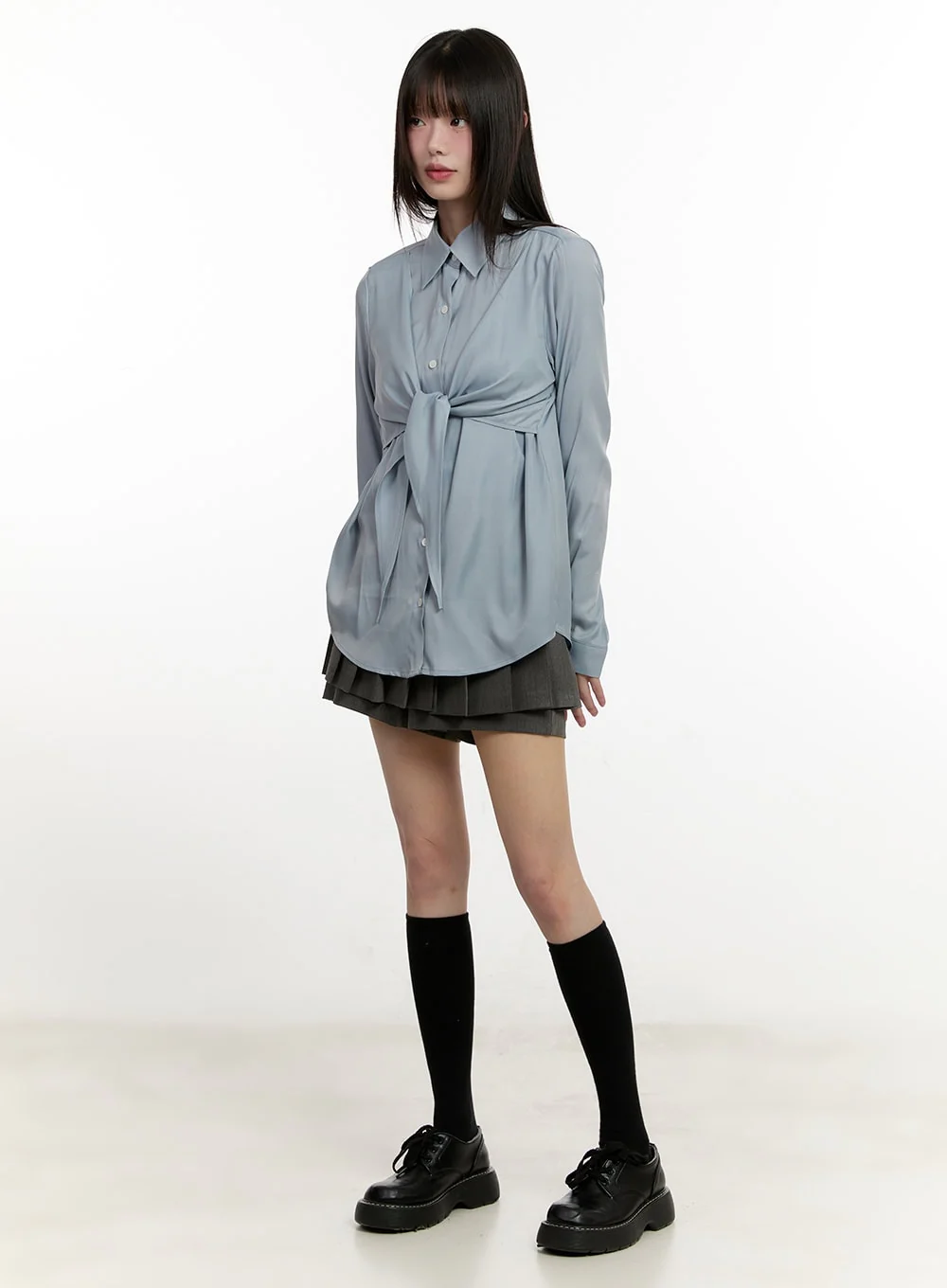 Buttoned Pleated Mini Skort CM513 - Image 5