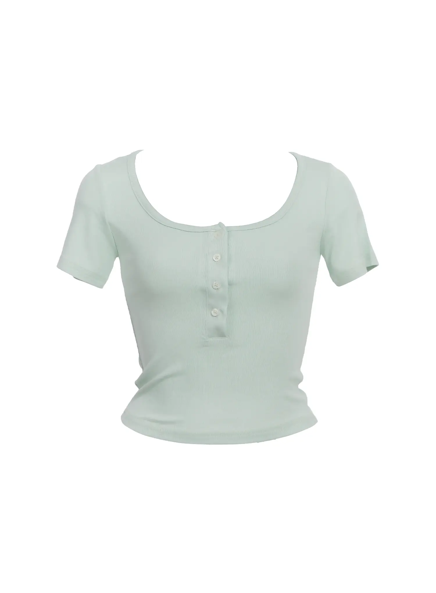 Buttoned Scoop-Neck Crop Top IC503