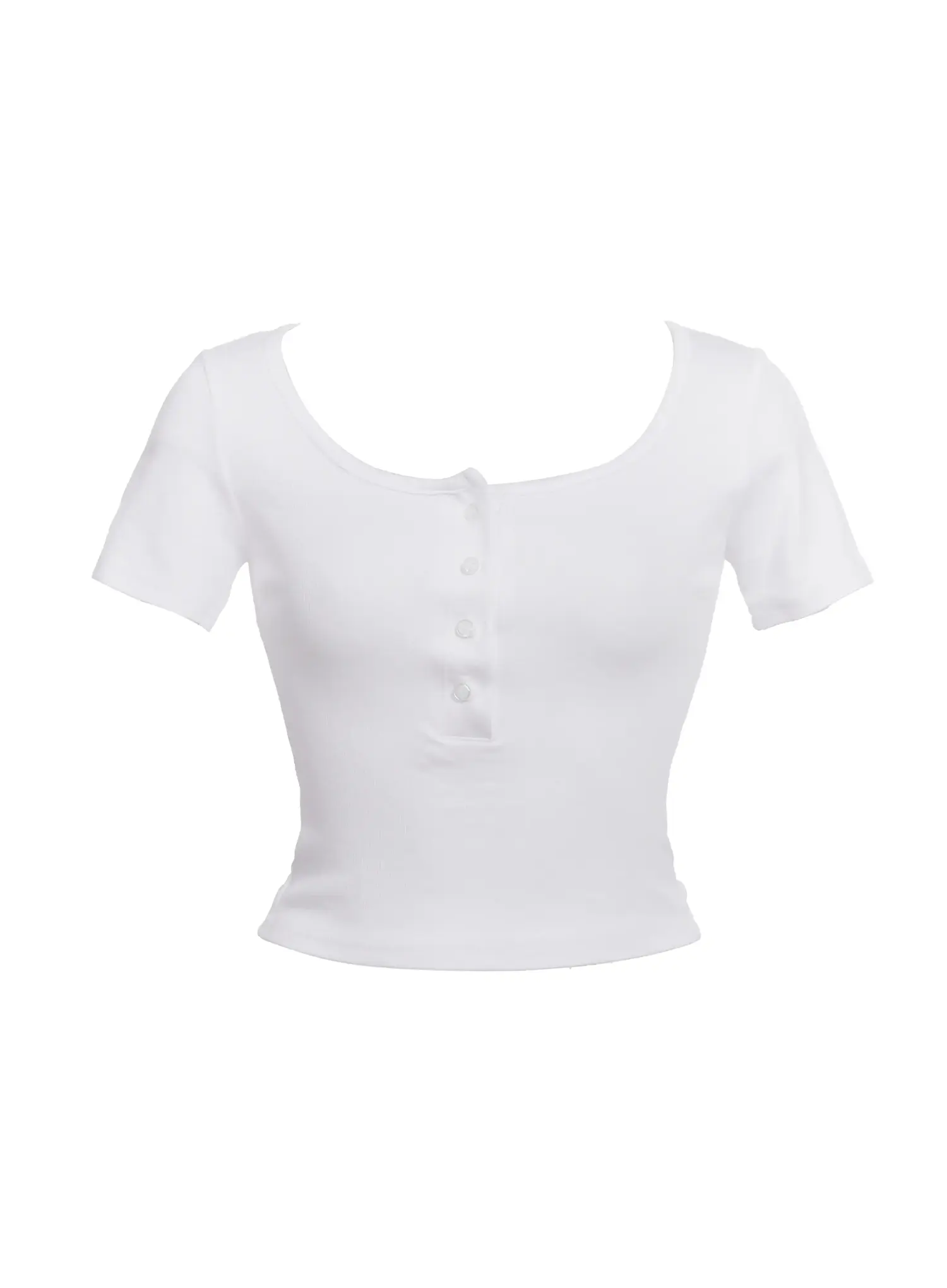 Buttoned Scoop-Neck Crop Top IC503 - Image 3