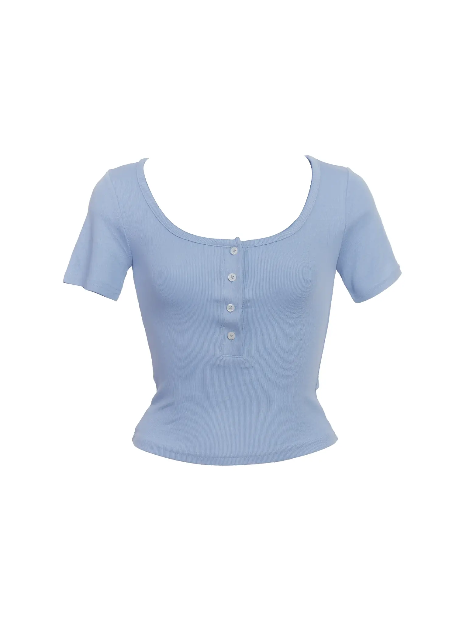 Buttoned Scoop-Neck Crop Top IC503 - Image 4