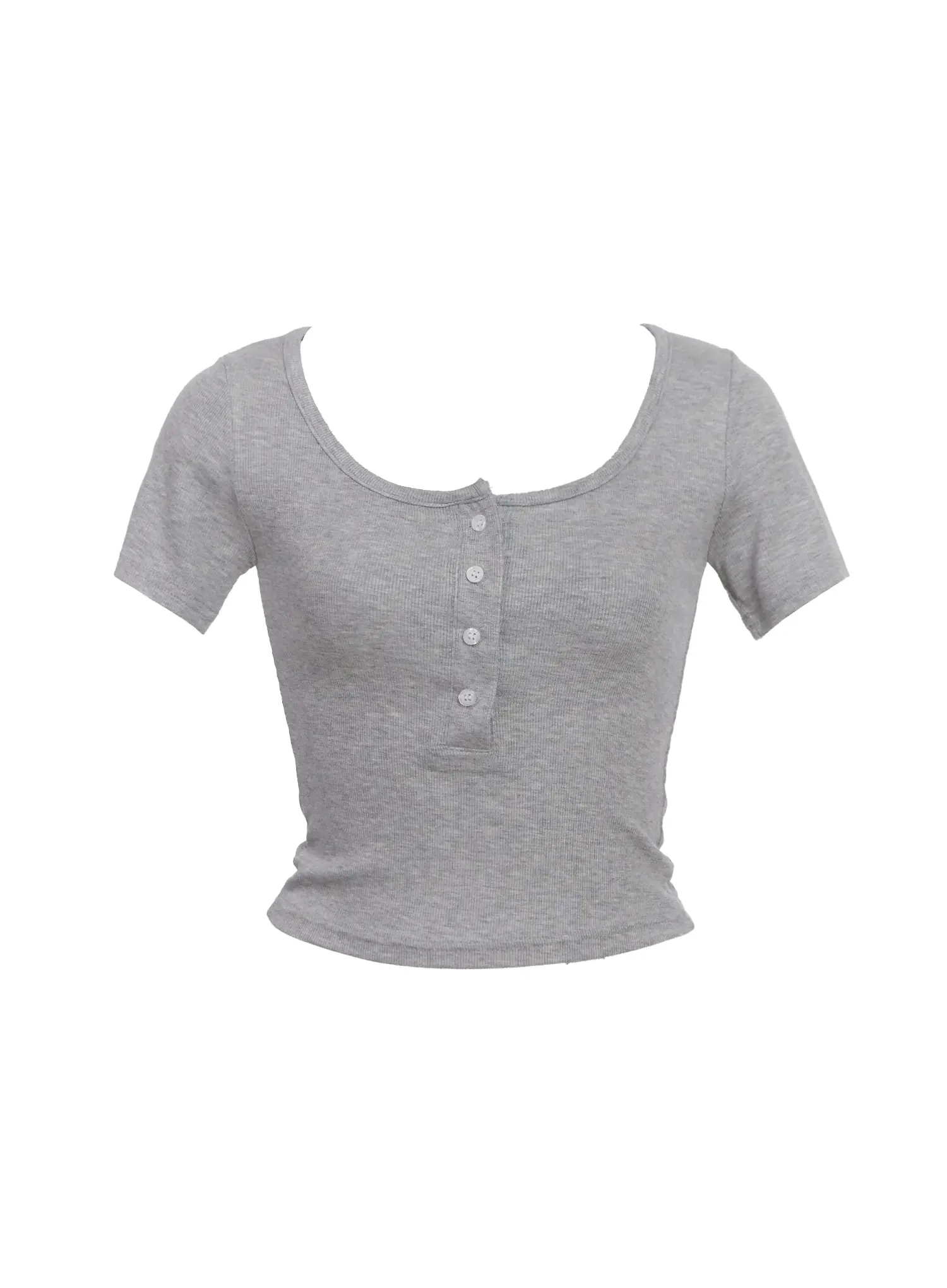 Buttoned Scoop-Neck Crop Top IC503 - Image 5