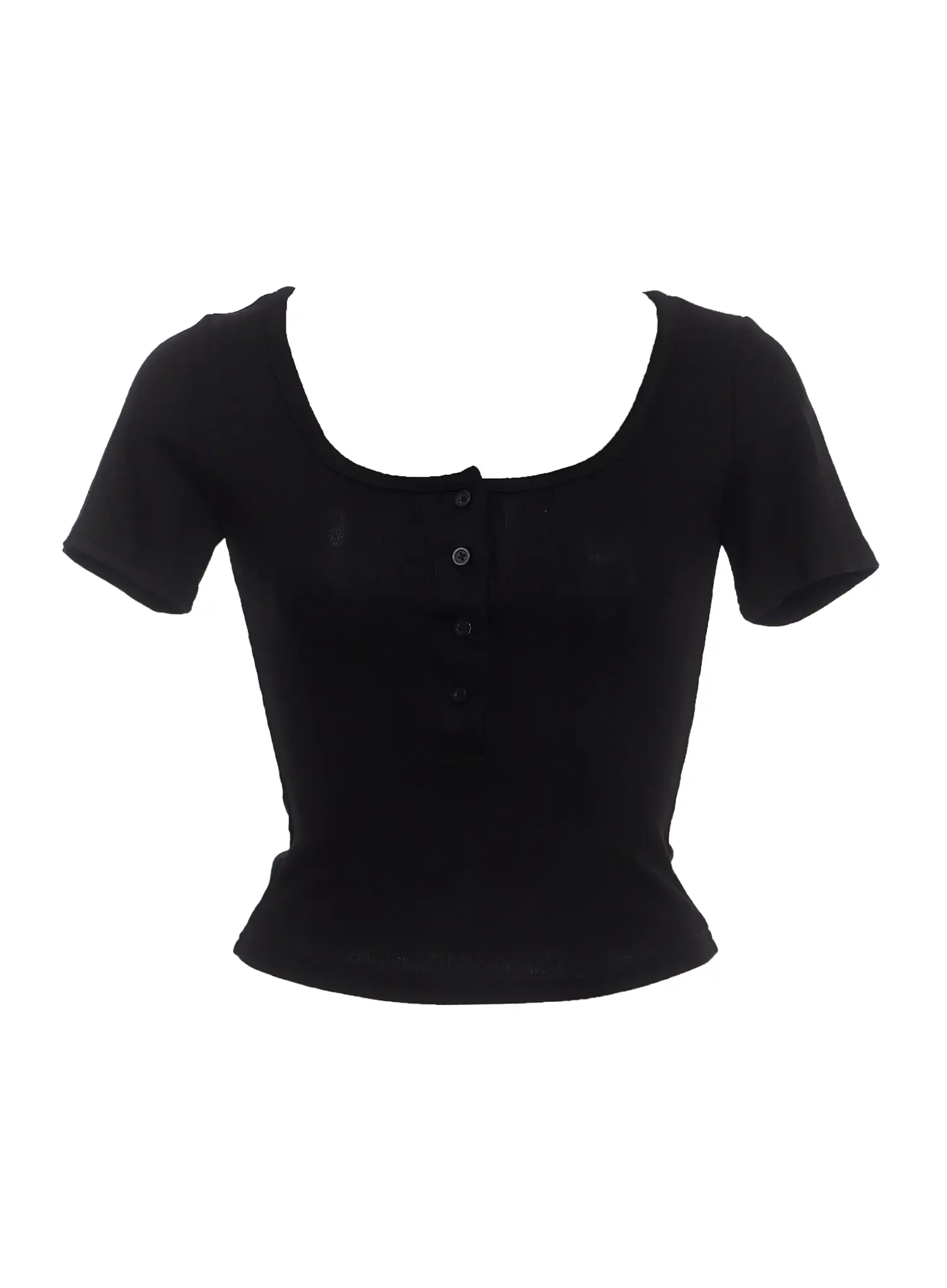 Buttoned Scoop-Neck Crop Top IC503 - Image 6