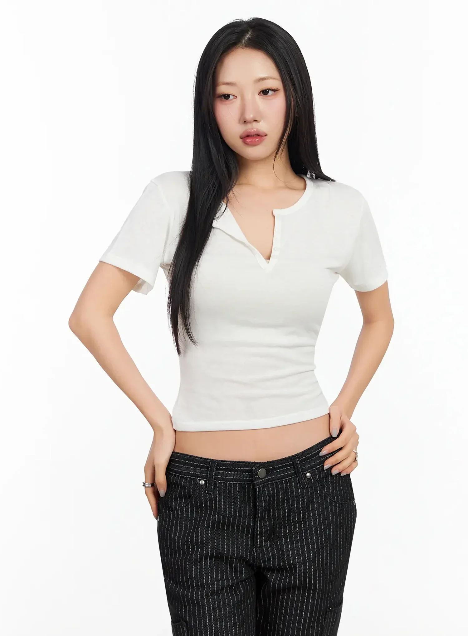 Buttoned Slim Fit T-Shirt CA513 - Image 2