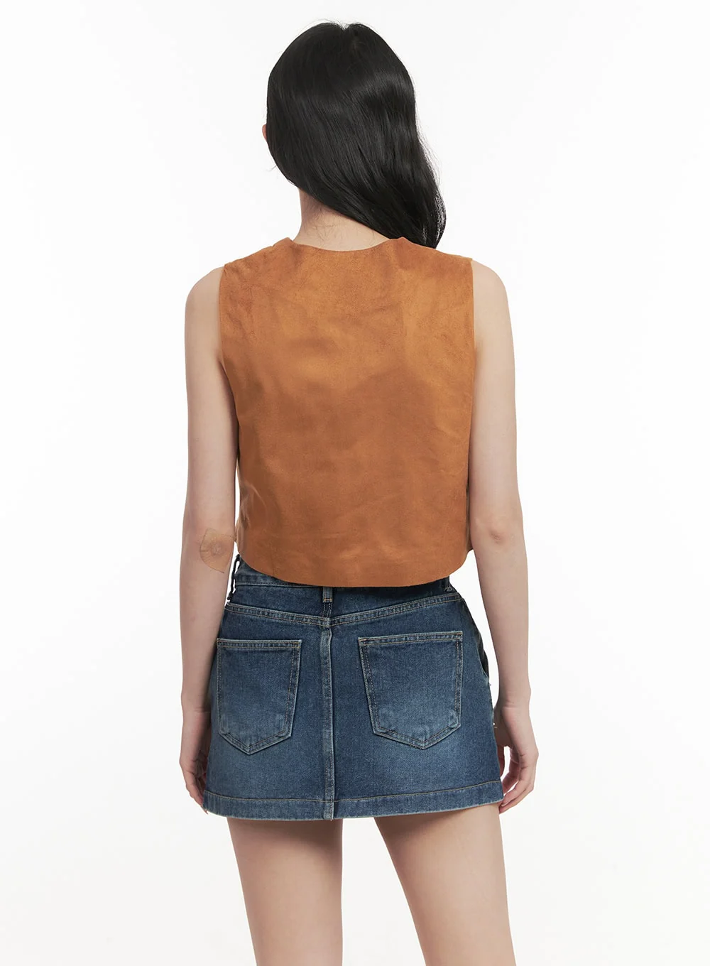 Buttoned Suede V-Neck Vest Top CF513 - Image 8