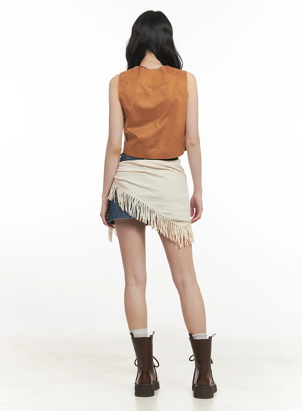 Buttoned Suede V-Neck Vest Top CF513 - Image 9