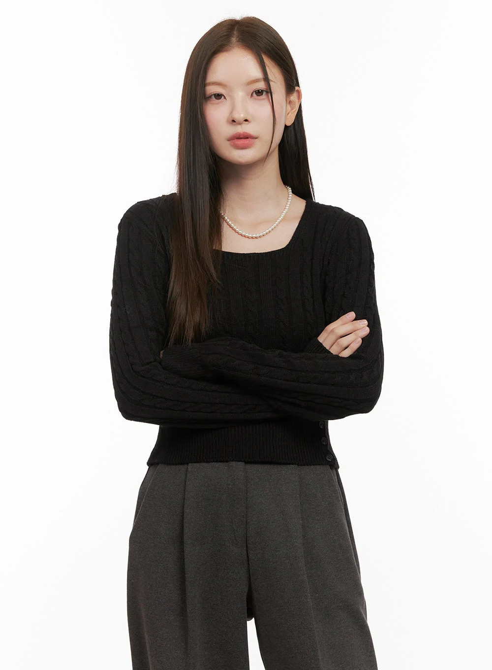 Cable Knit Button Detail Sweater OD412 - Image 10