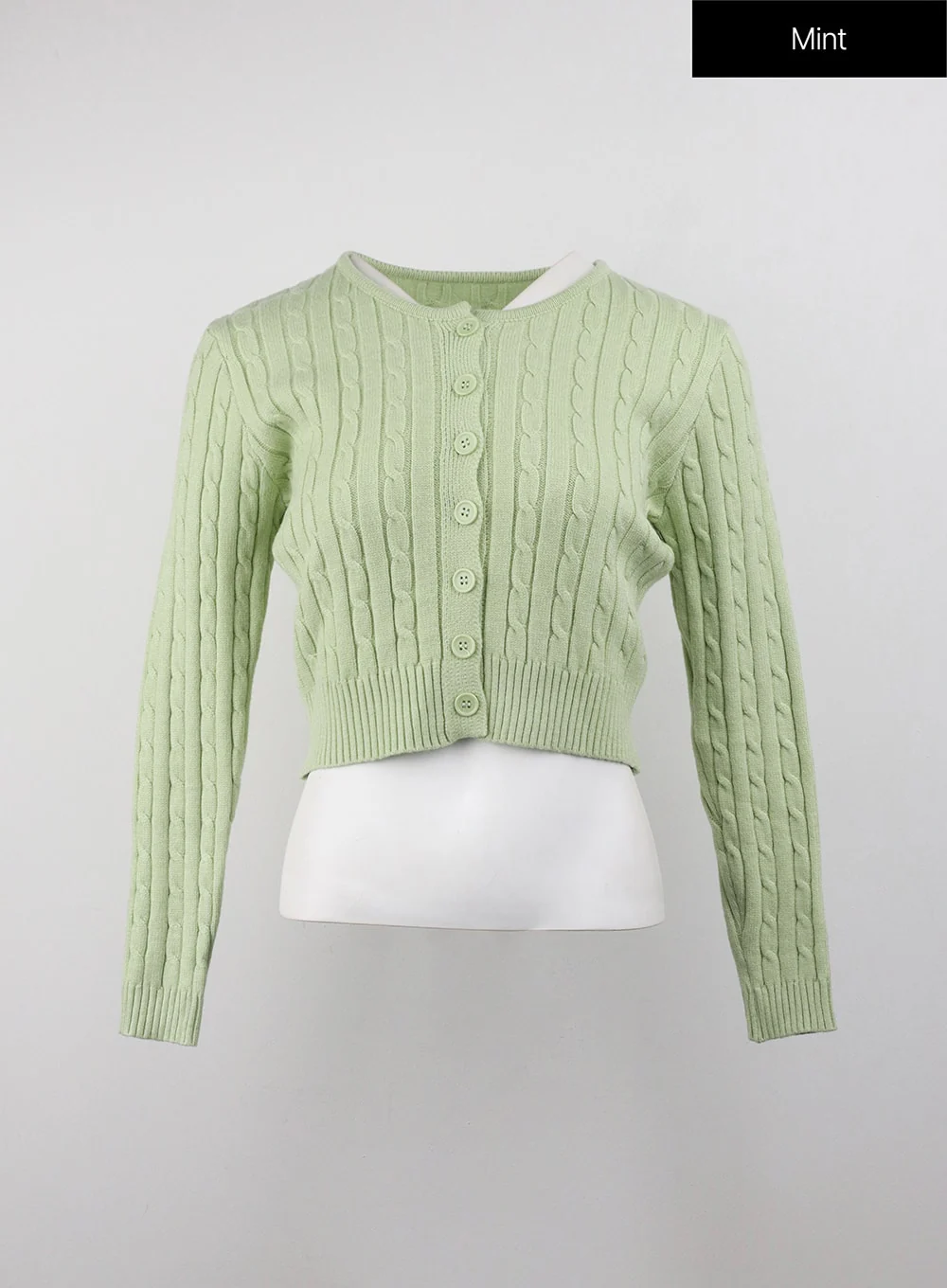 Cable Knit Buttoned Crop Cardigan OJ416 - Image 10