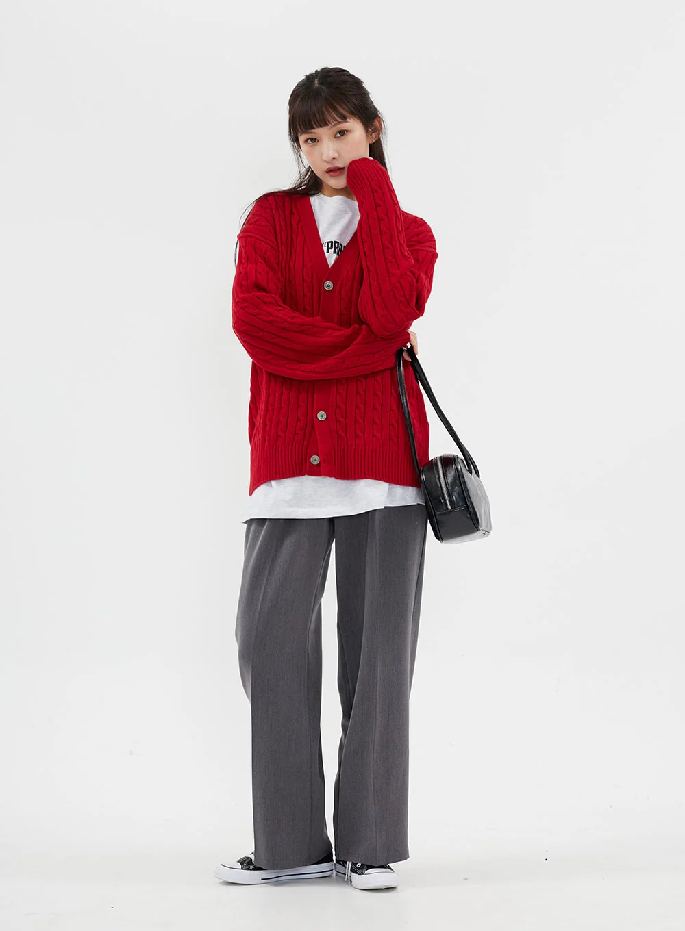 Cable Knit Relaxed Fit Cardigan C7102 - Image 10