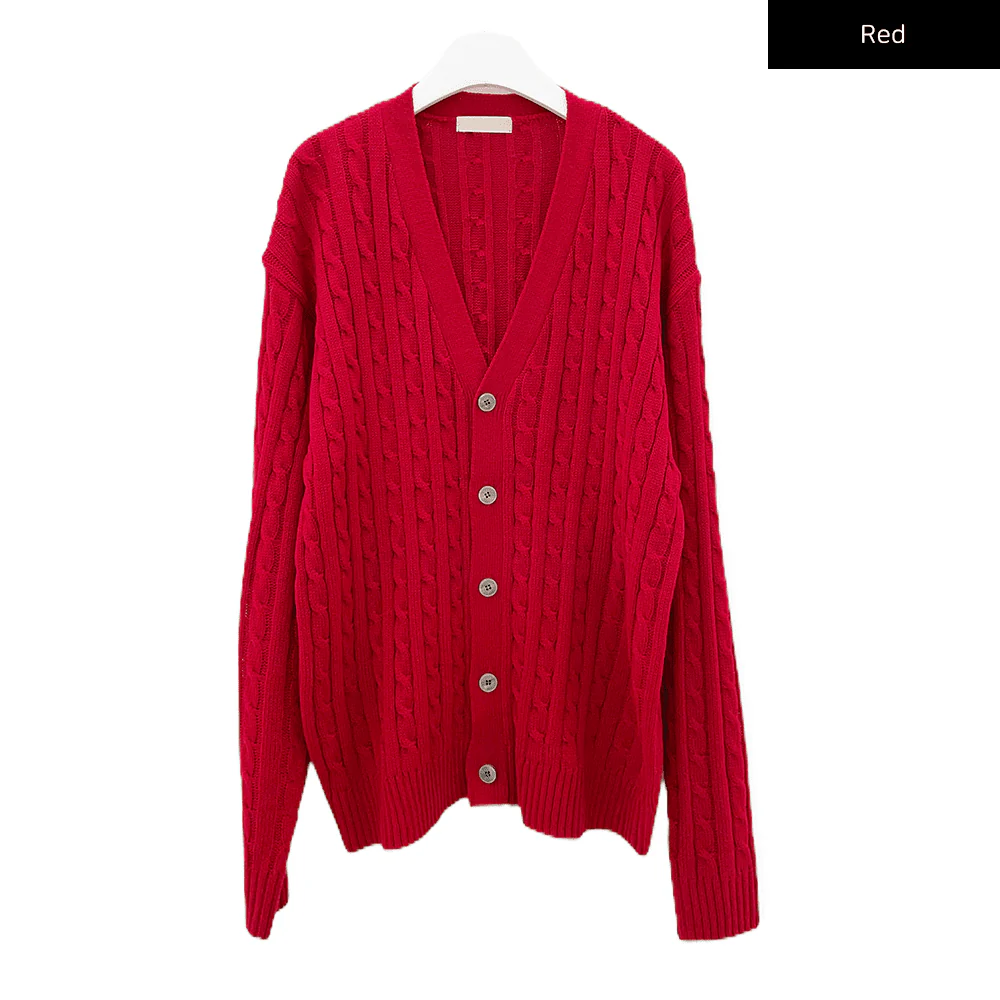 Cable Knit Relaxed Fit Cardigan C7102 - Image 22