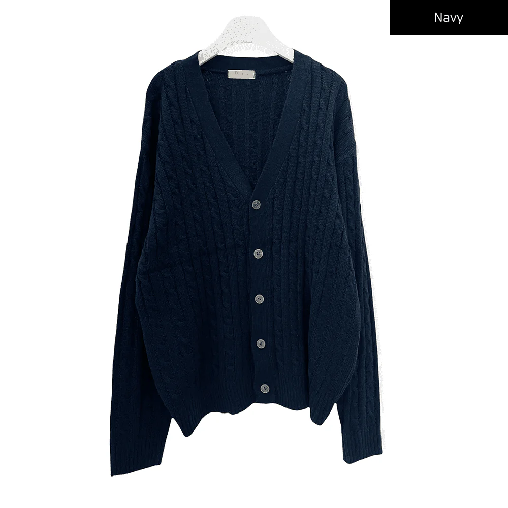 Cable Knit Relaxed Fit Cardigan C7102 - Image 23