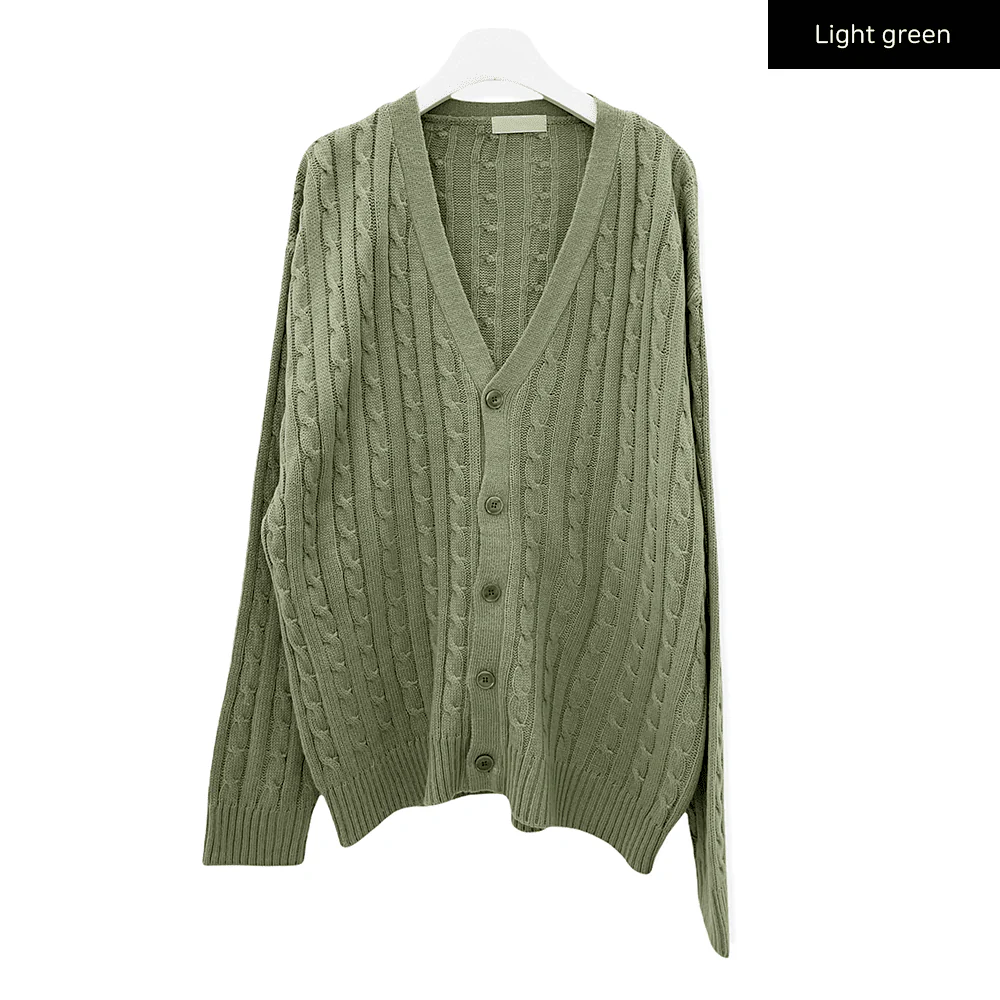 Cable Knit Relaxed Fit Cardigan C7102 - Image 24