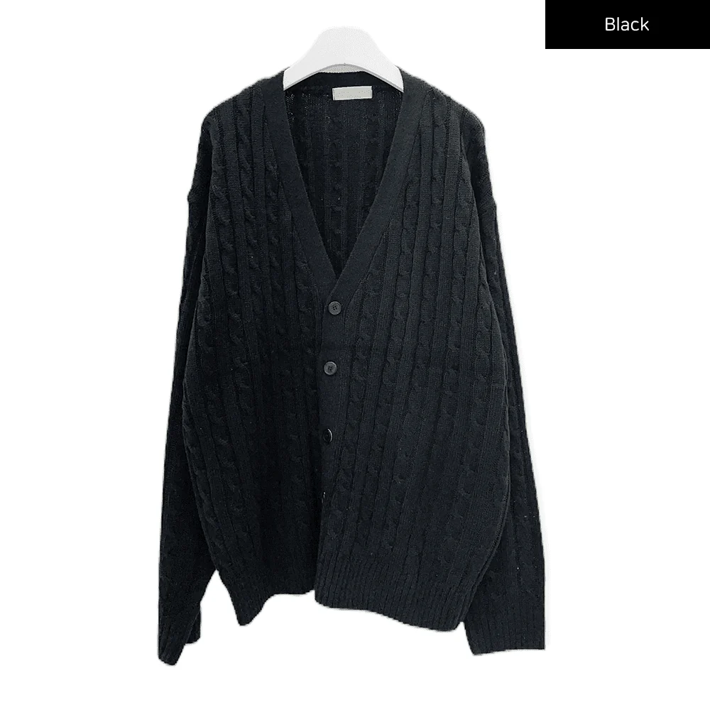 Cable Knit Relaxed Fit Cardigan C7102 - Image 25