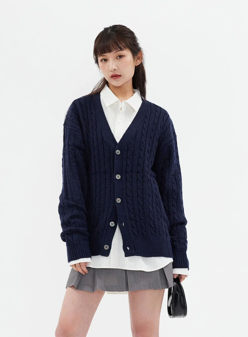 Cable Knit Relaxed Fit Cardigan C7102 - Image 3