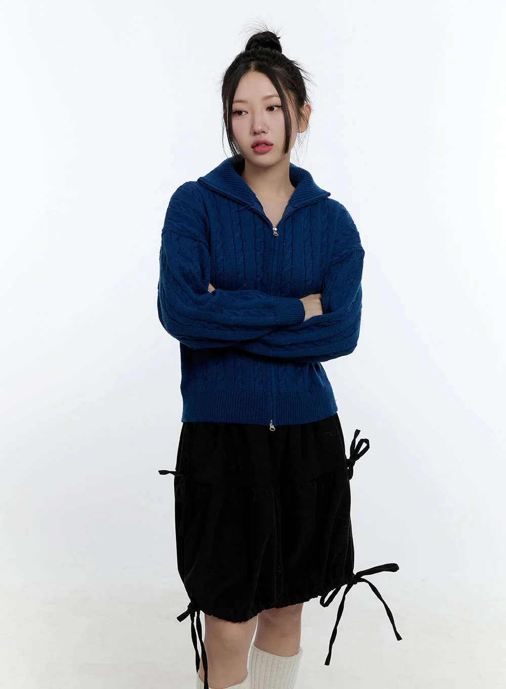 Cable Knit Zip Up Cardigan CD420 - Image 10