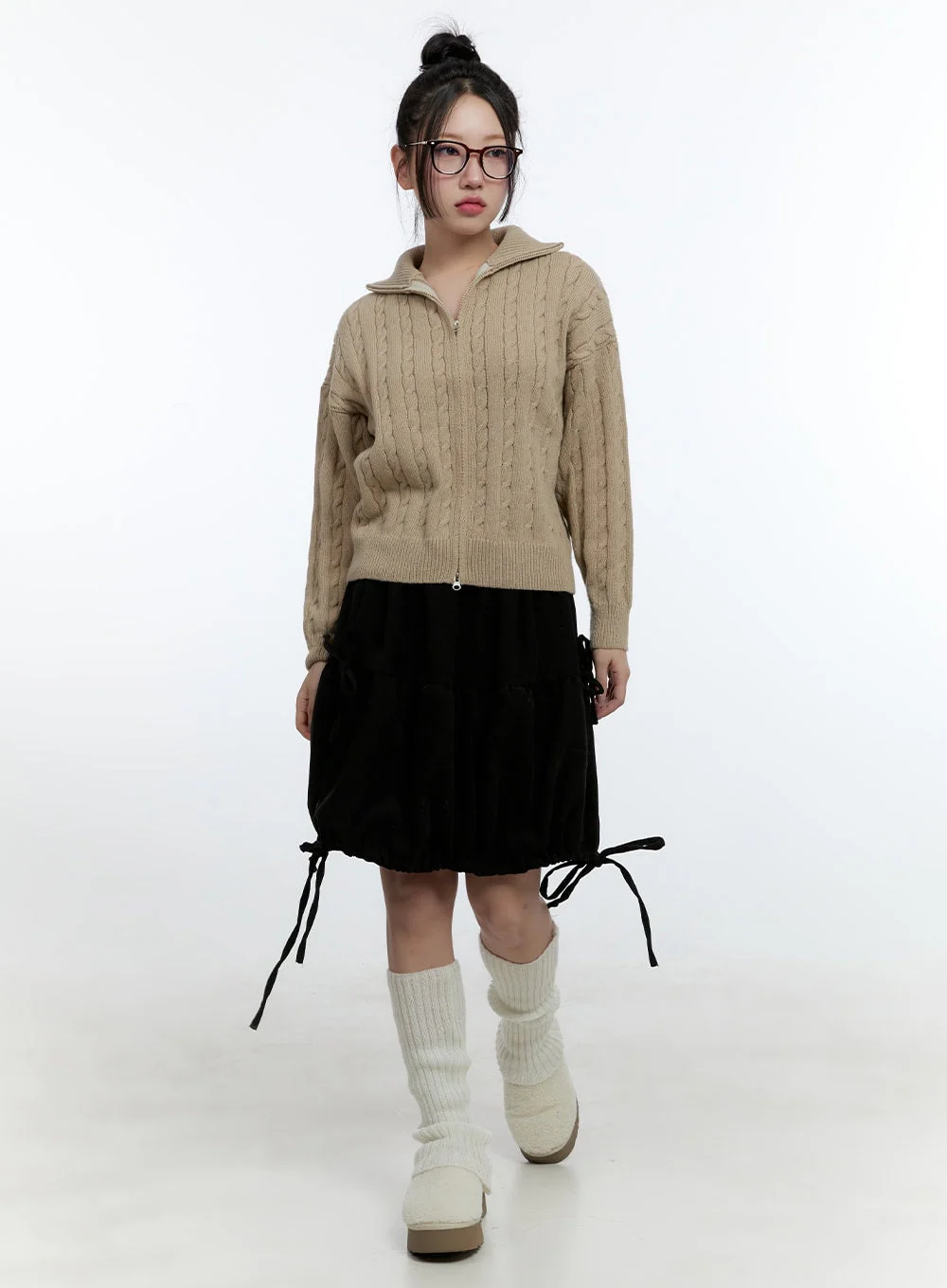 Cable Knit Zip Up Cardigan CD420 - Image 2