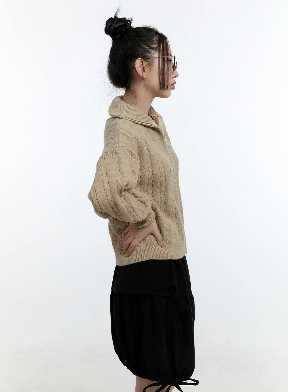 Cable Knit Zip Up Cardigan CD420 - Image 3