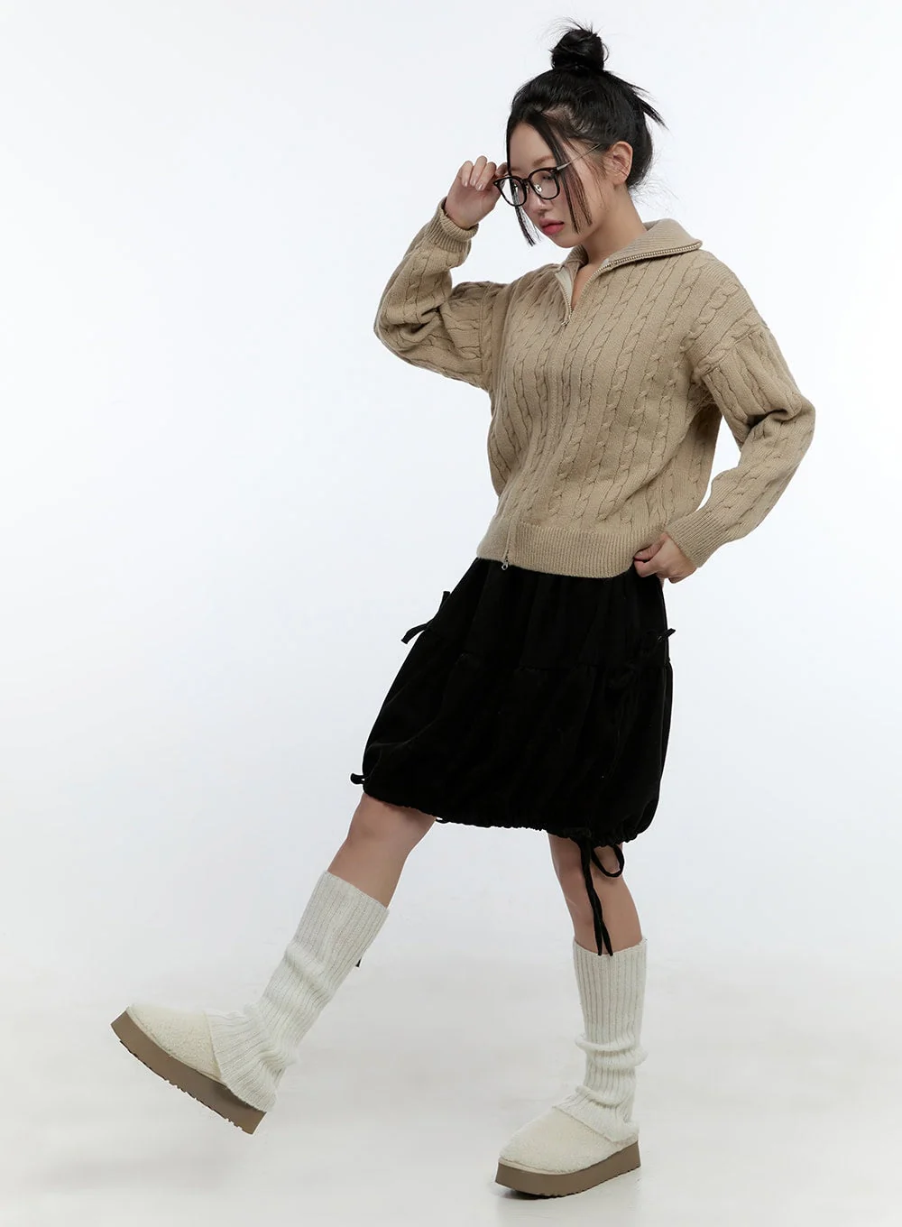 Cable Knit Zip Up Cardigan CD420 - Image 4