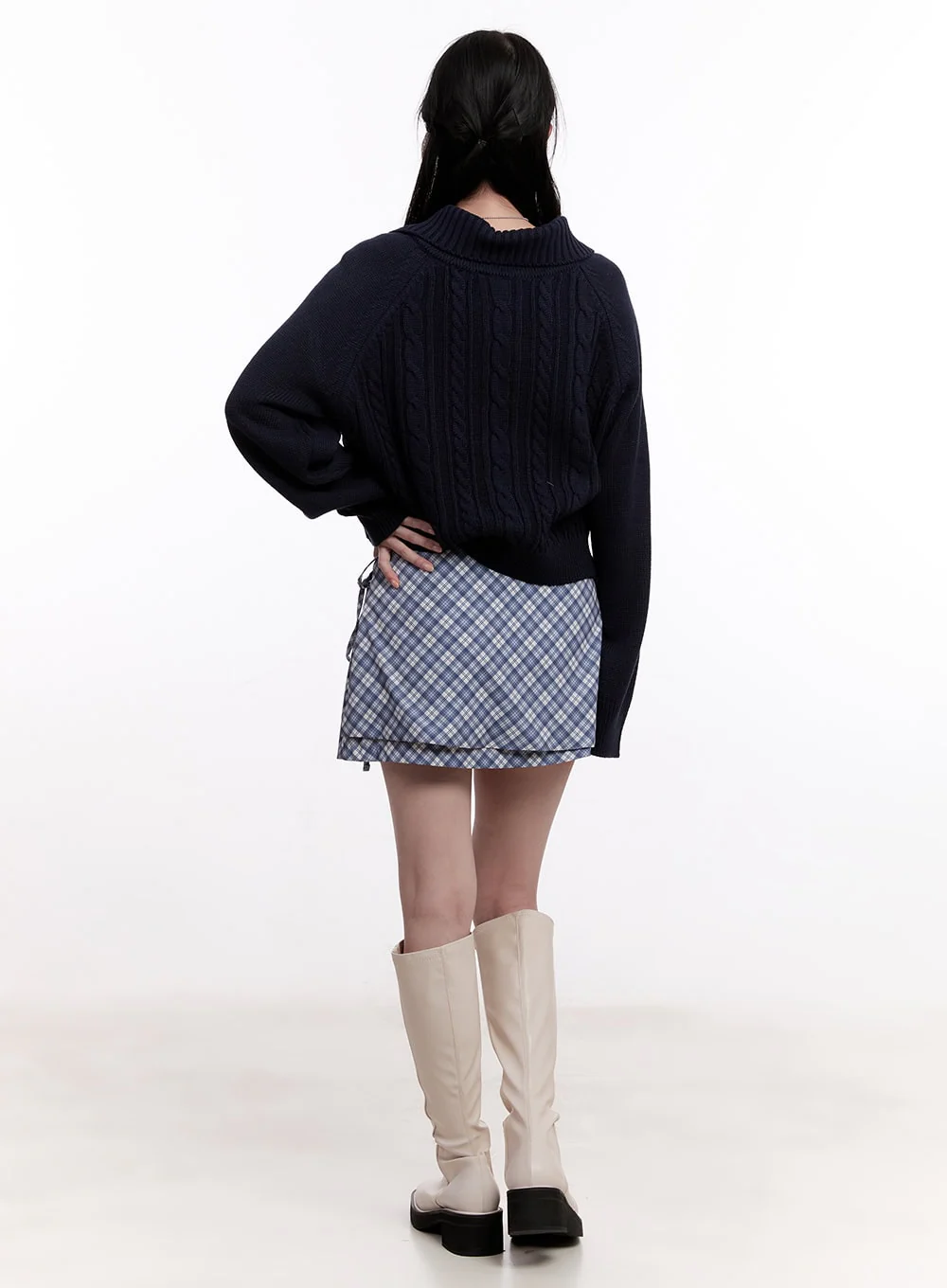 Cable Knit Zip-Up Cardigan CM526 - Image 8
