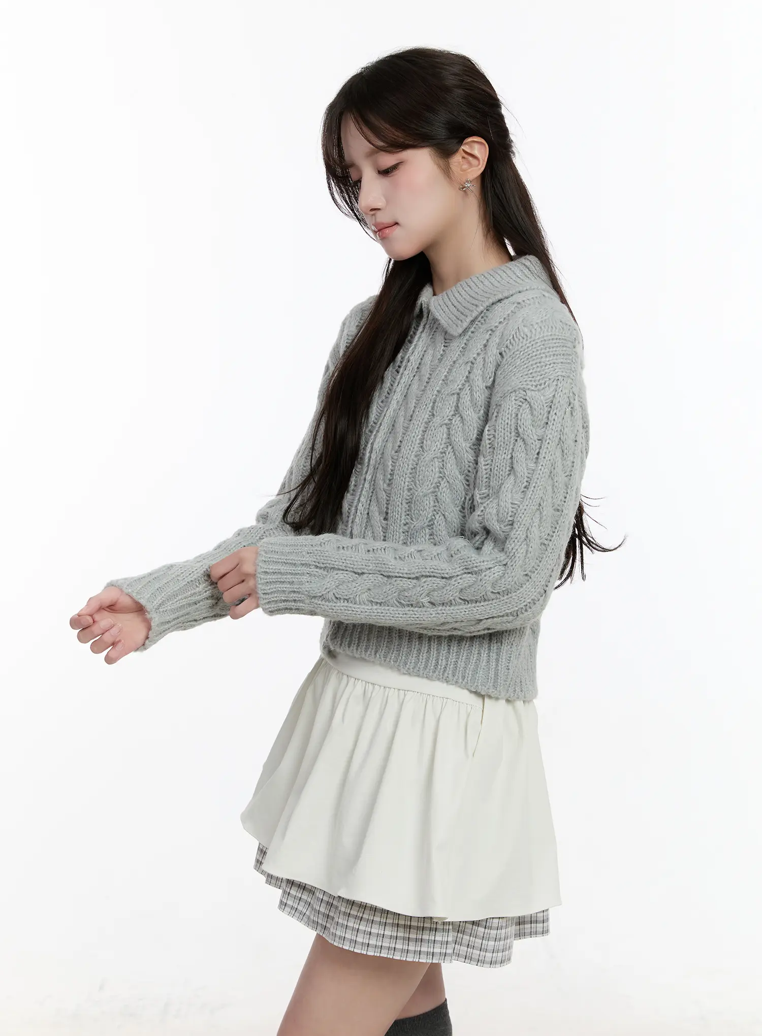 Cable Knit Zip-Up Jacket CM510 - Image 15