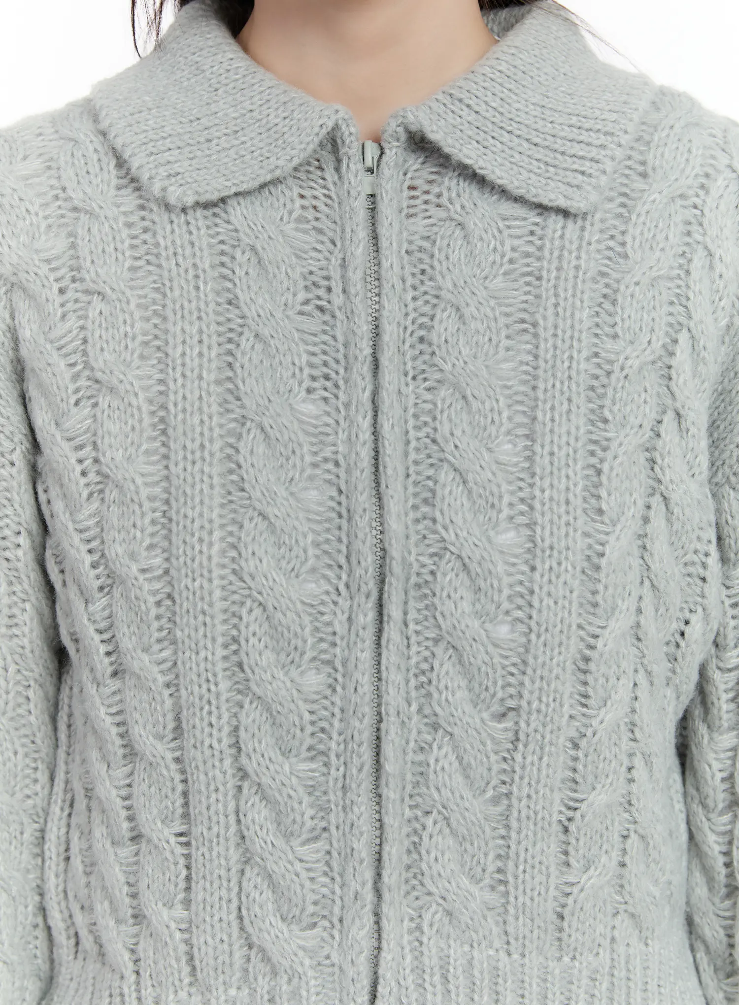 Cable Knit Zip-Up Jacket CM510 - Image 4