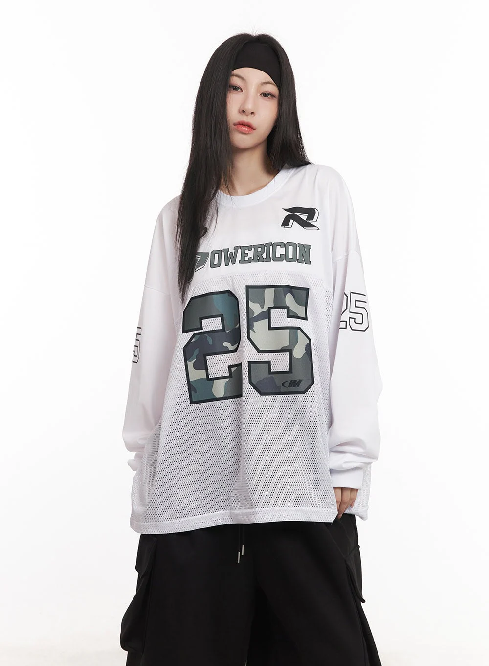 Camo Oversized Mesh Jersey Top CM518 - Image 6