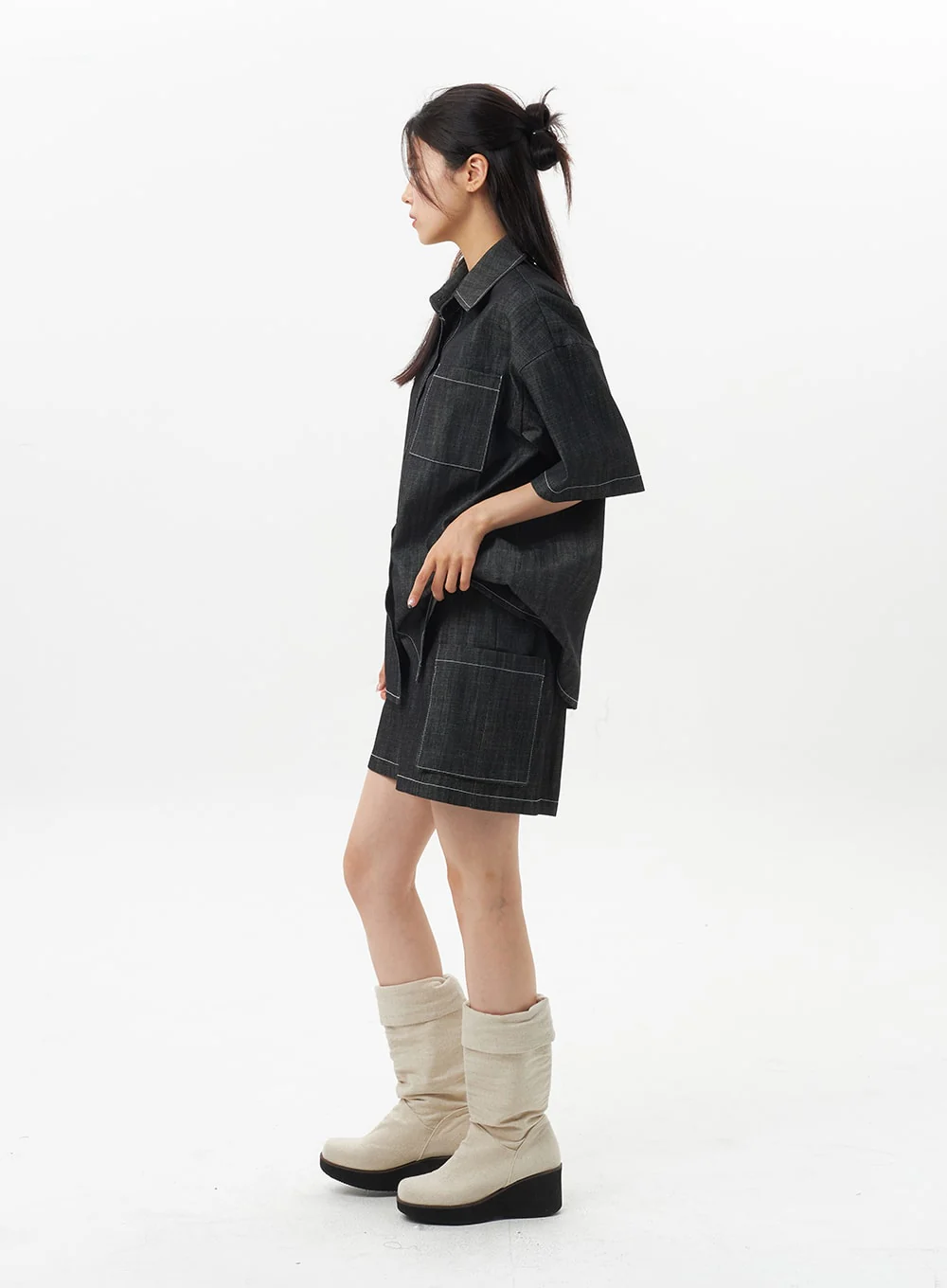Cargo Denim Shorts OU326 - Image 5
