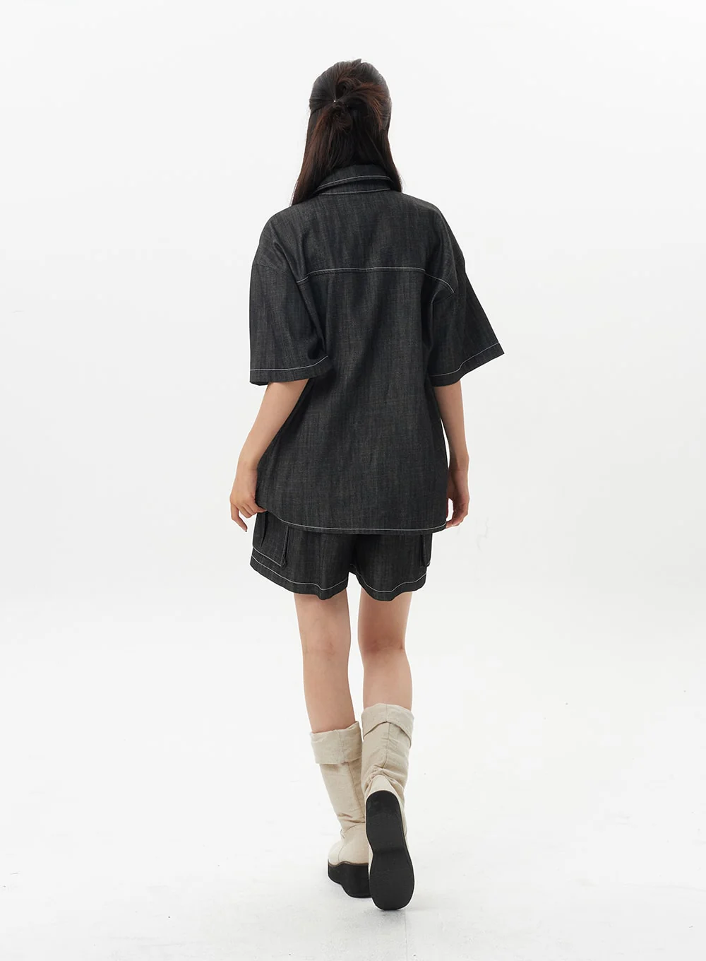 Cargo Denim Shorts OU326 - Image 6