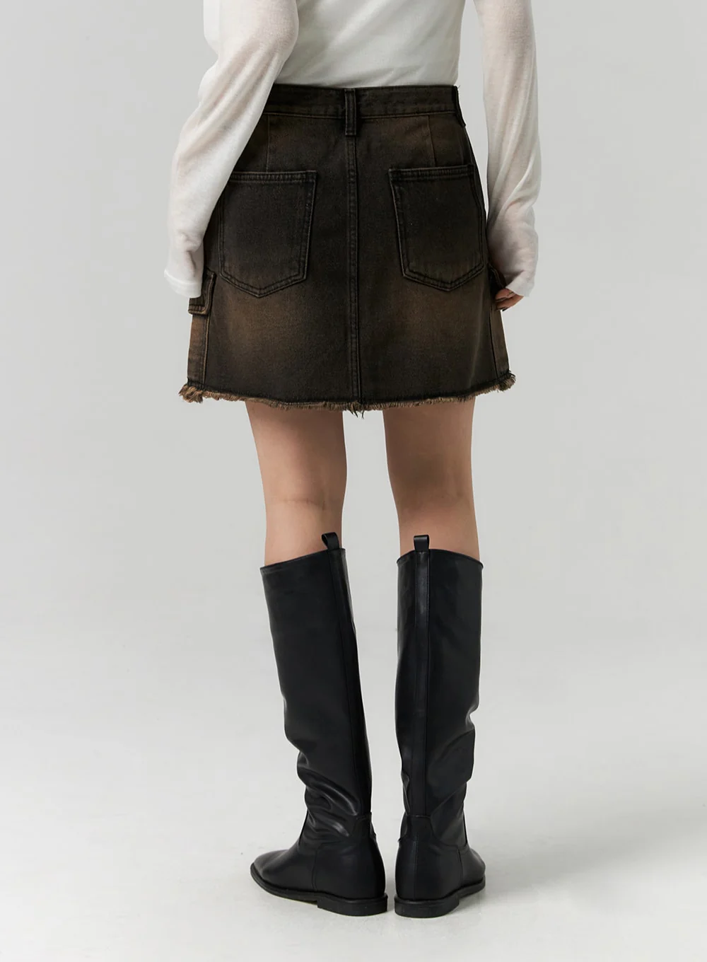 Cargo Washed Denim Mini Skirt CS314 - Image 6