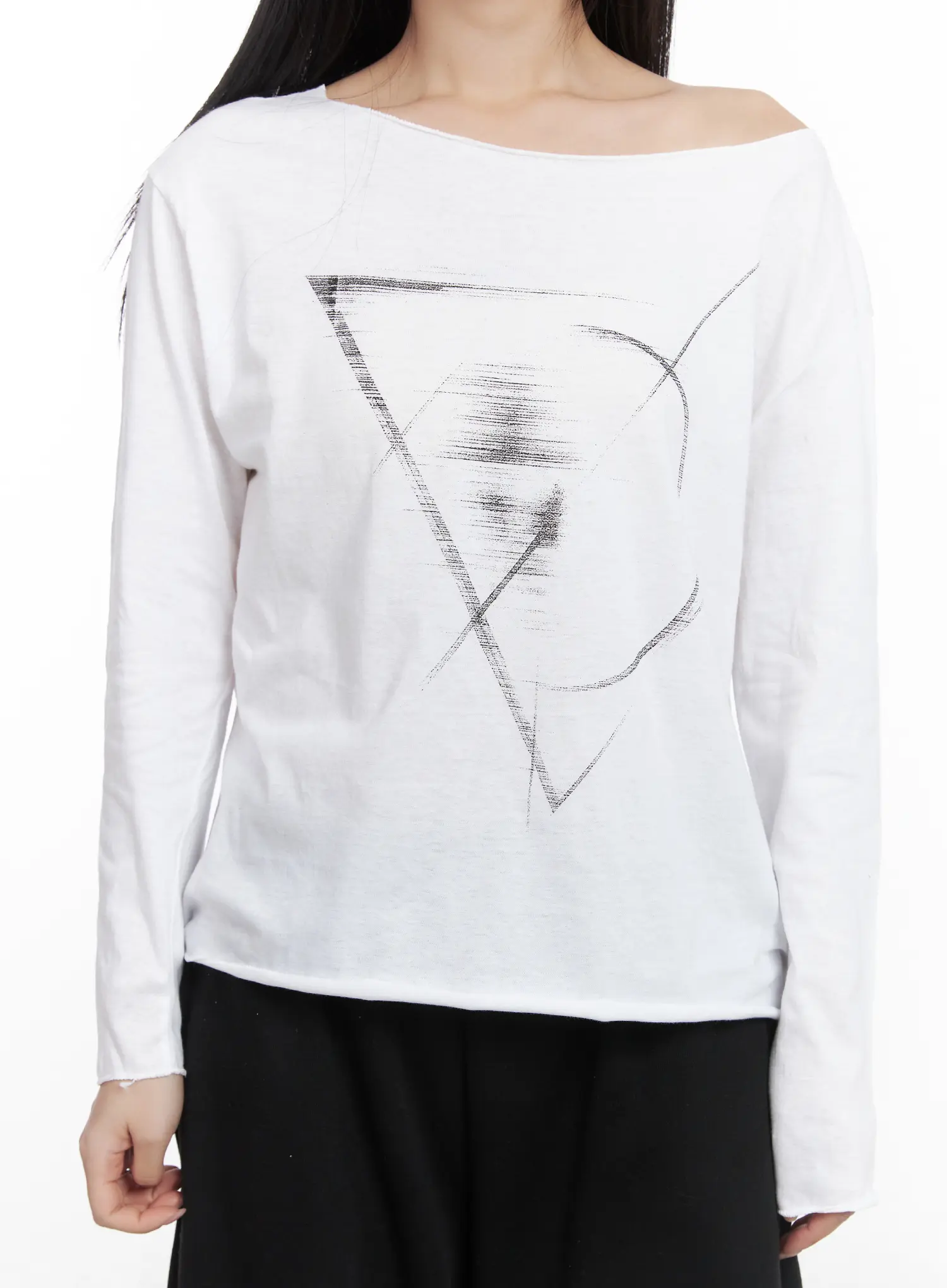 Casual Relaxed Neck Graphic Long Sleeve Tee CD530 - Image 7
