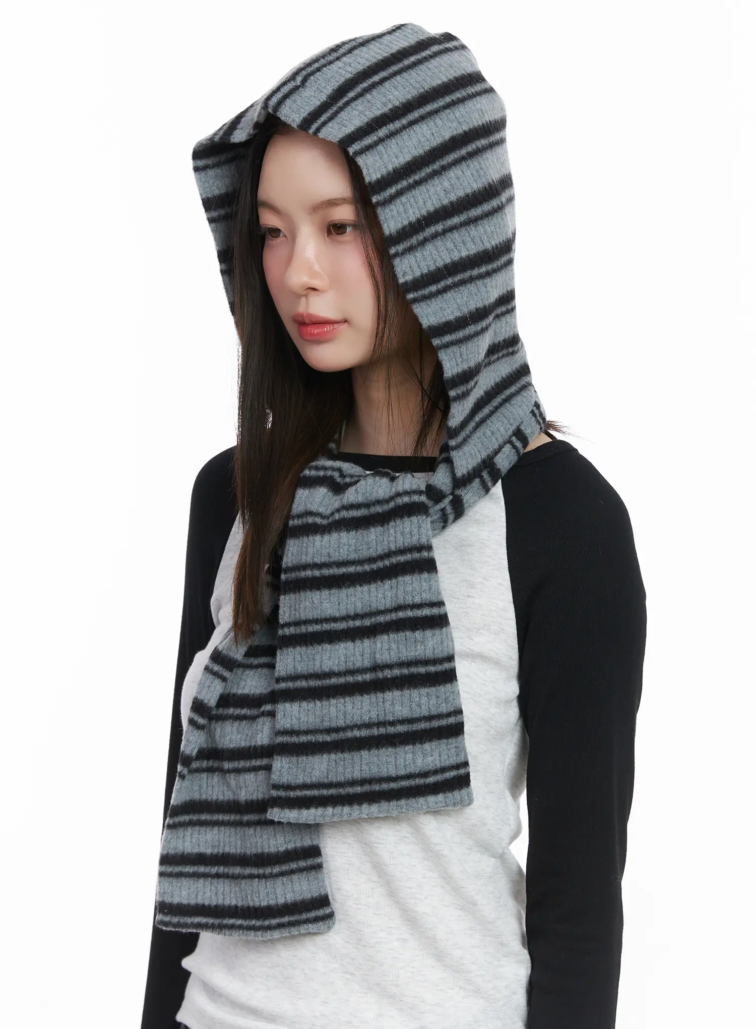 Casual Striped Hooded Muffler CJ512