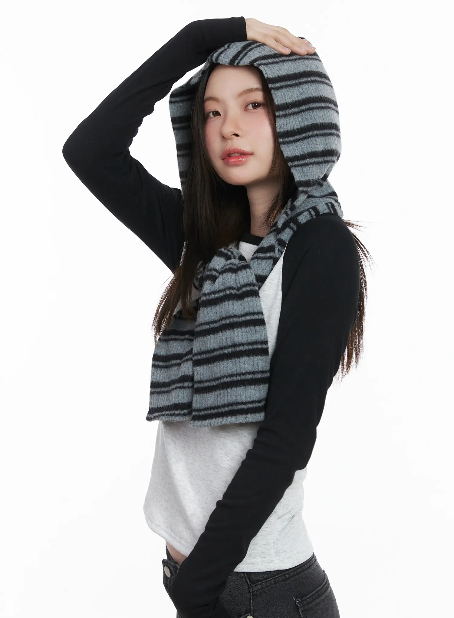 Casual Striped Hooded Muffler CJ512 - Image 5