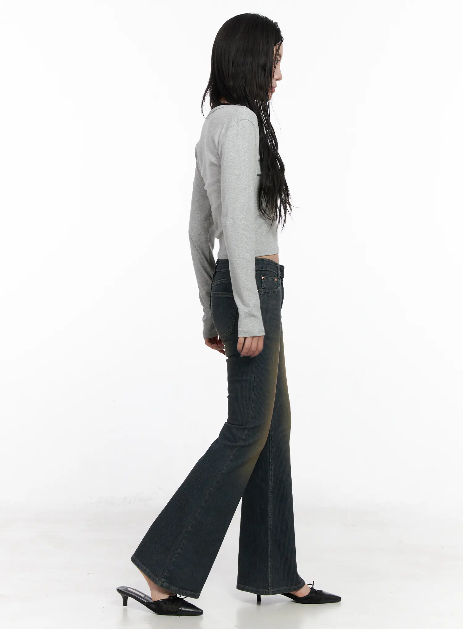 Casual V-Neck Crop Long Sleeve Shirt CN512 - Image 3