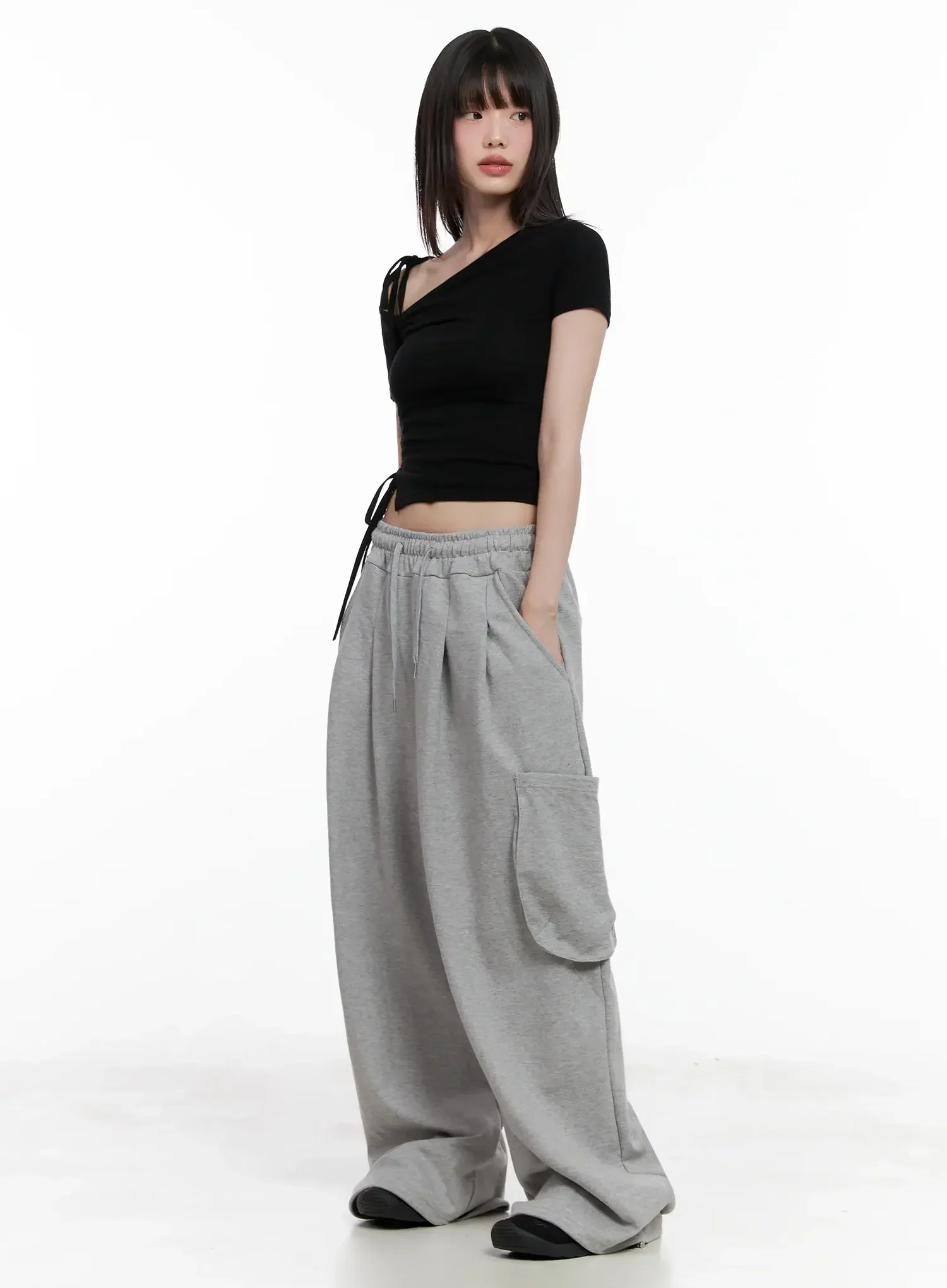Casual Wide-Leg Cargo Sweatpants IL531 - Image 2