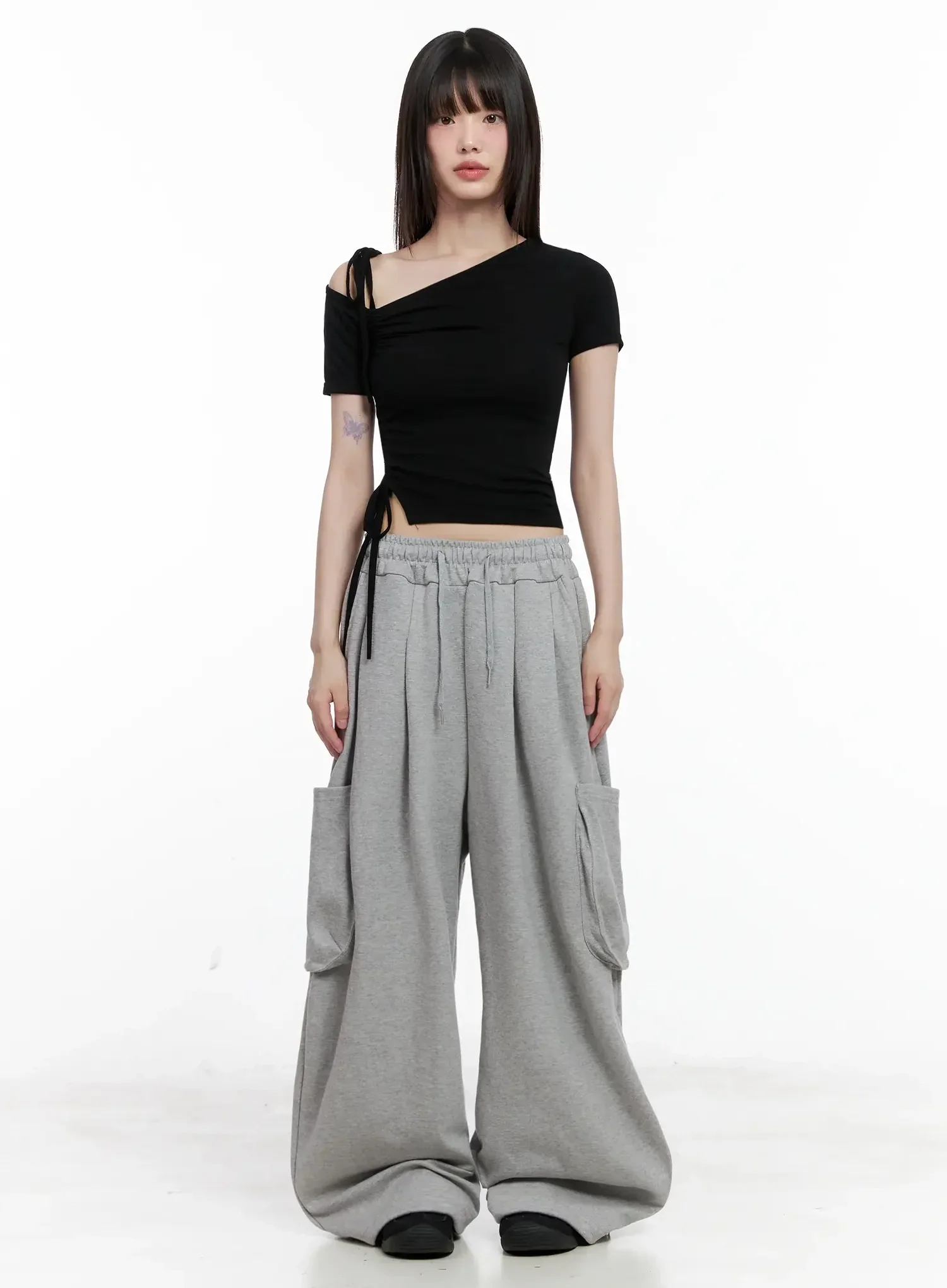 Casual Wide-Leg Cargo Sweatpants IL531 - Image 5