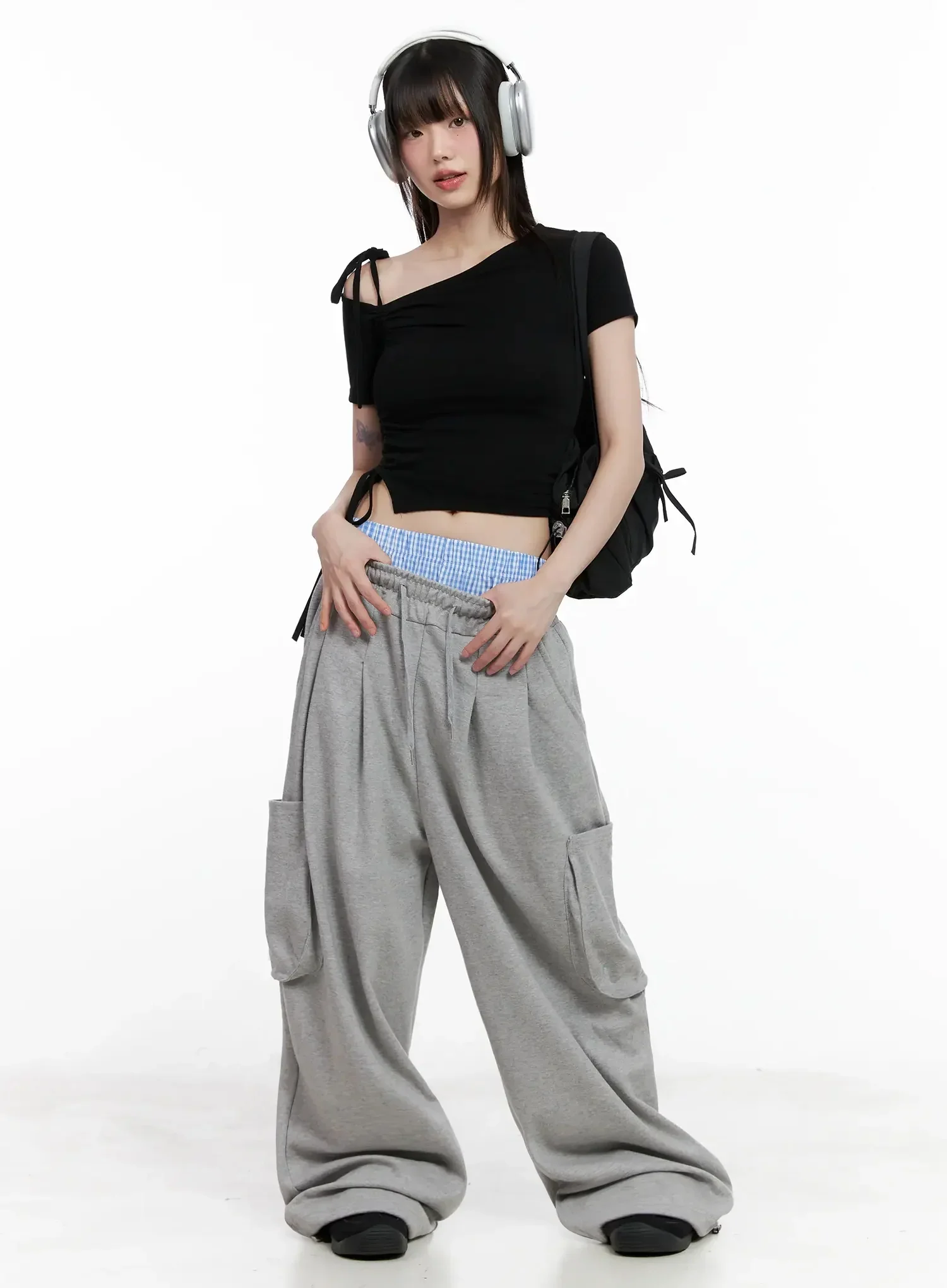 Casual Wide-Leg Cargo Sweatpants IL531 - Image 7