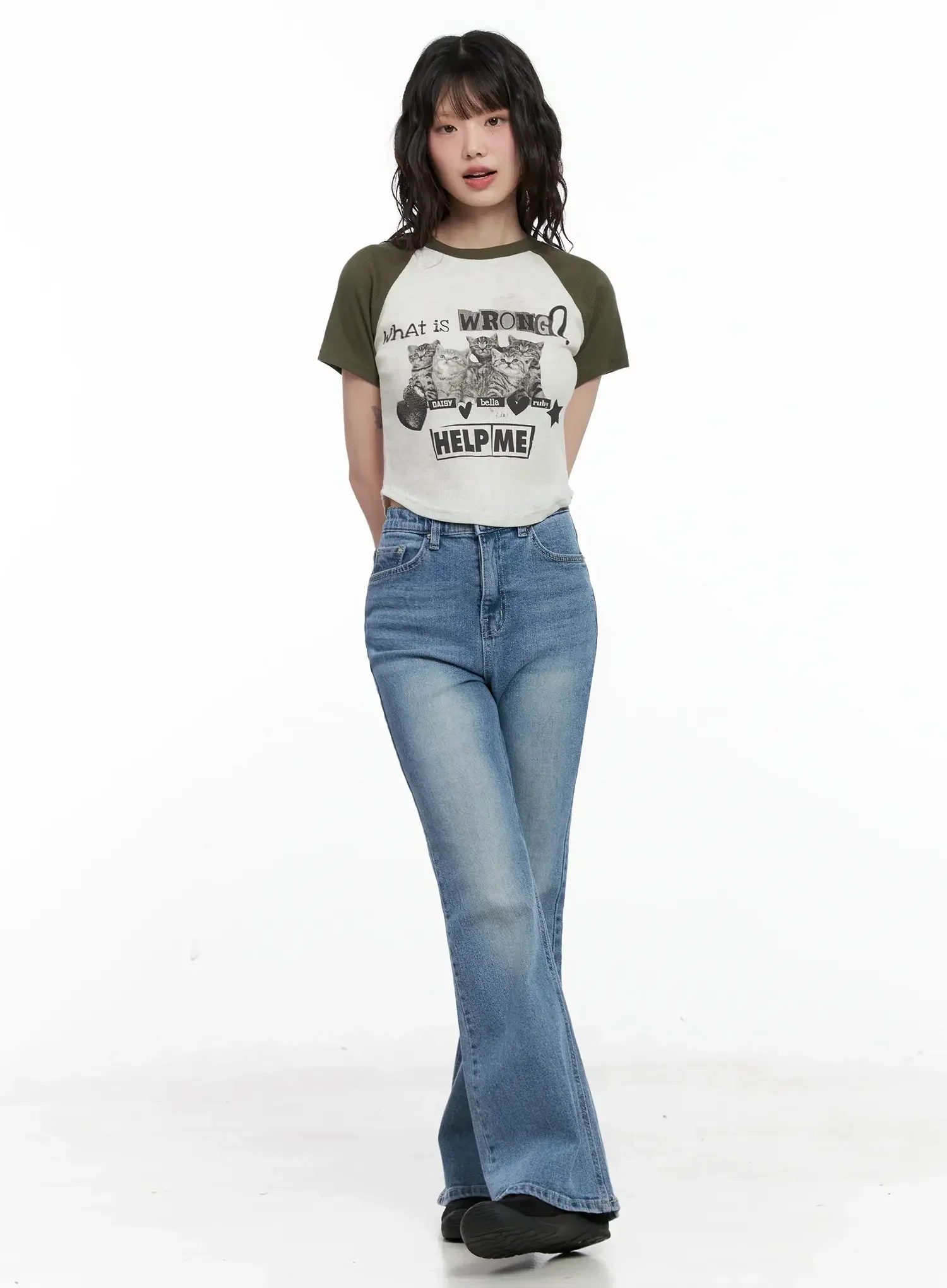 Cat Graphic Raglan Tee IL531 - Image 5