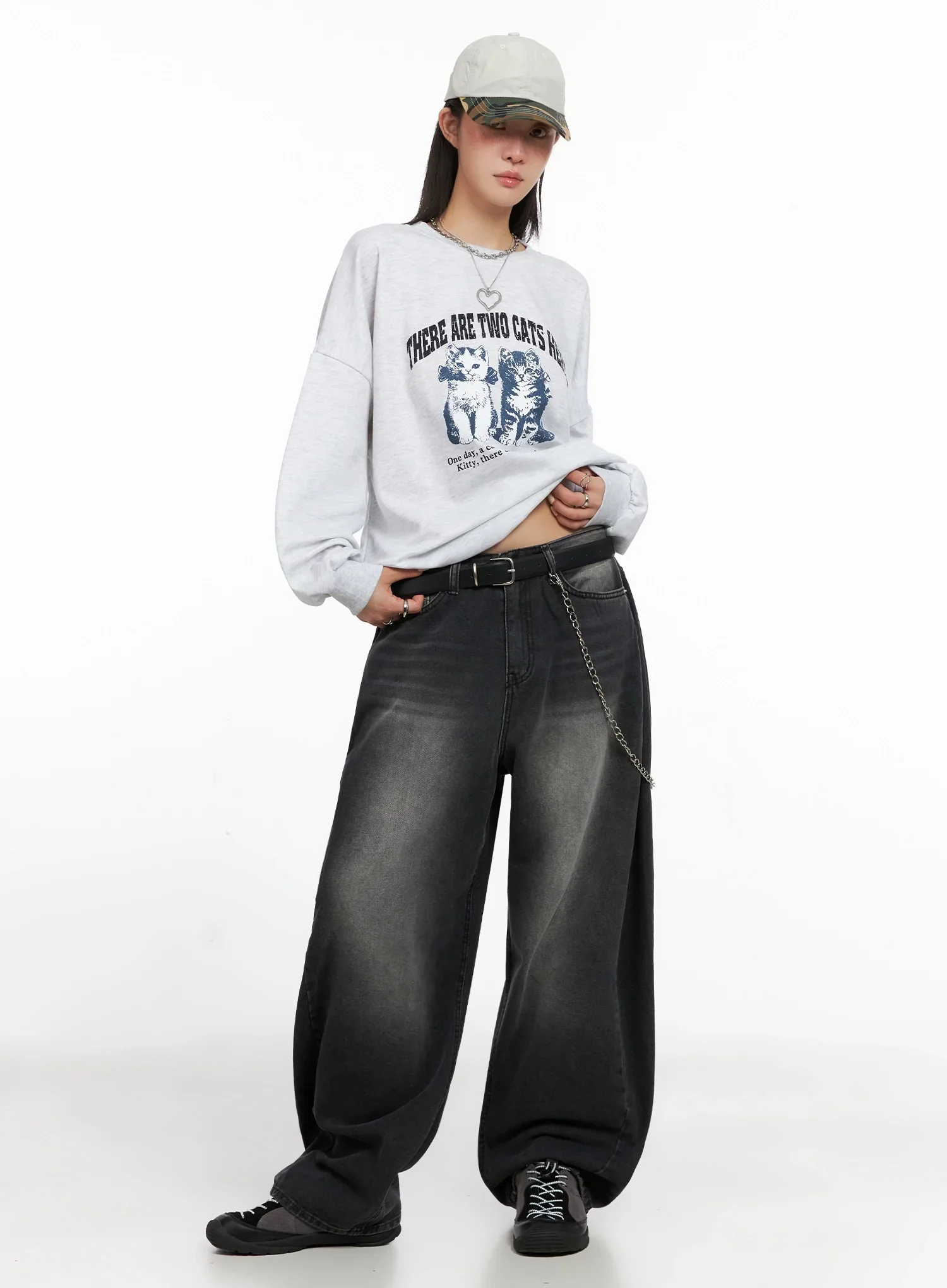 Cat Print Graphic Sweatshirt IS508 - Image 11