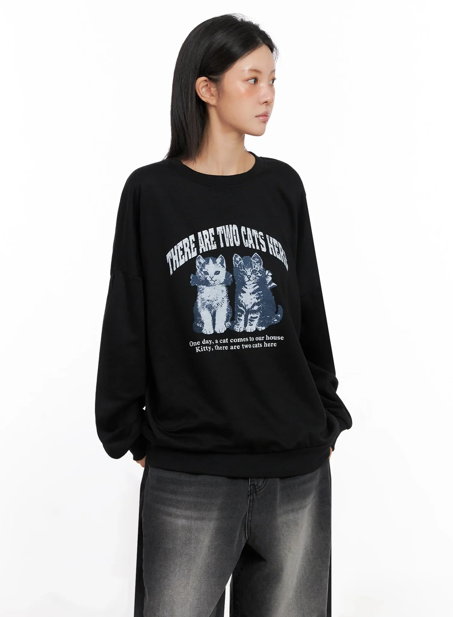Cat Print Graphic Sweatshirt IS508 - Image 13