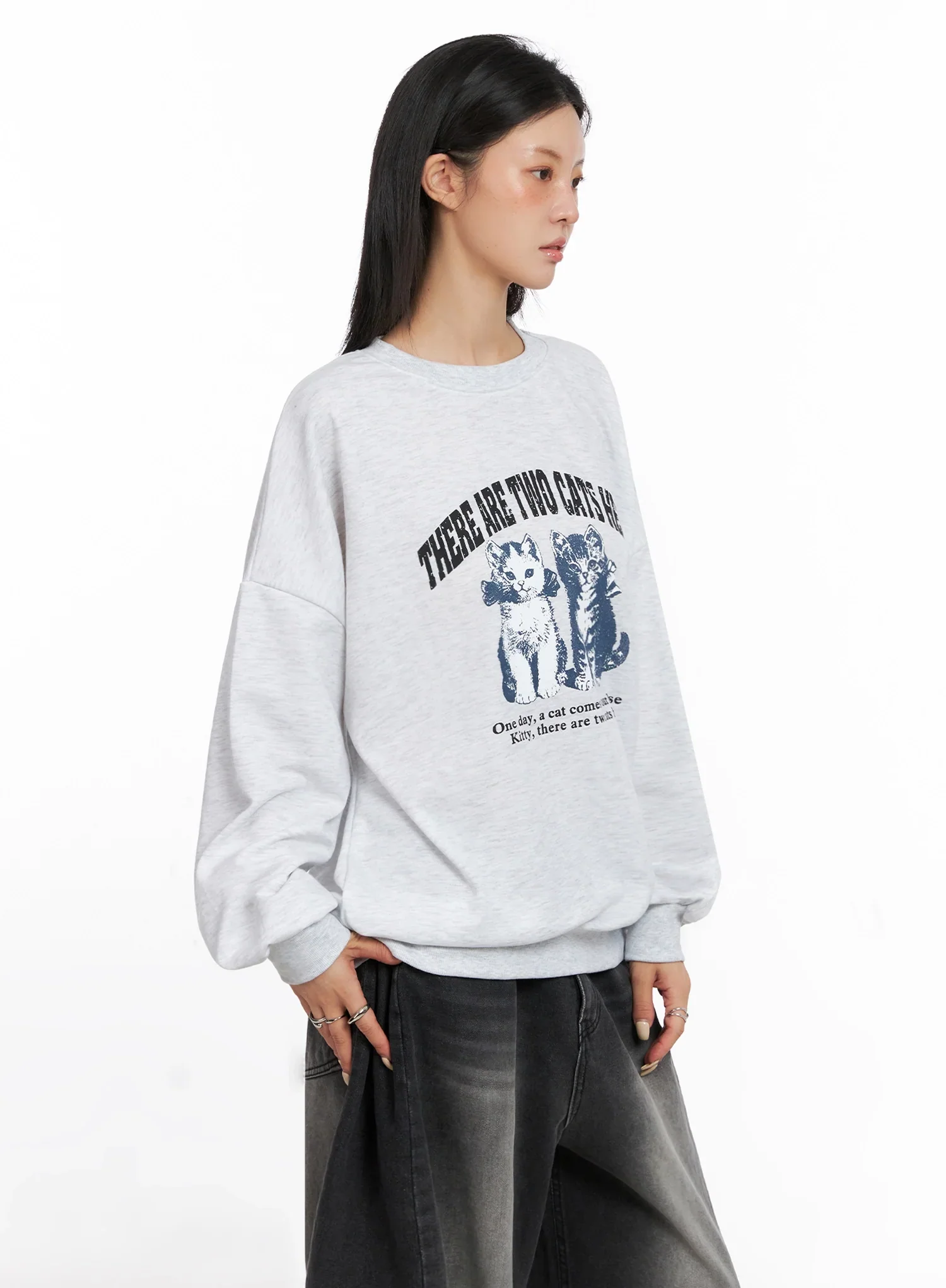 Cat Print Graphic Sweatshirt IS508 - Image 6