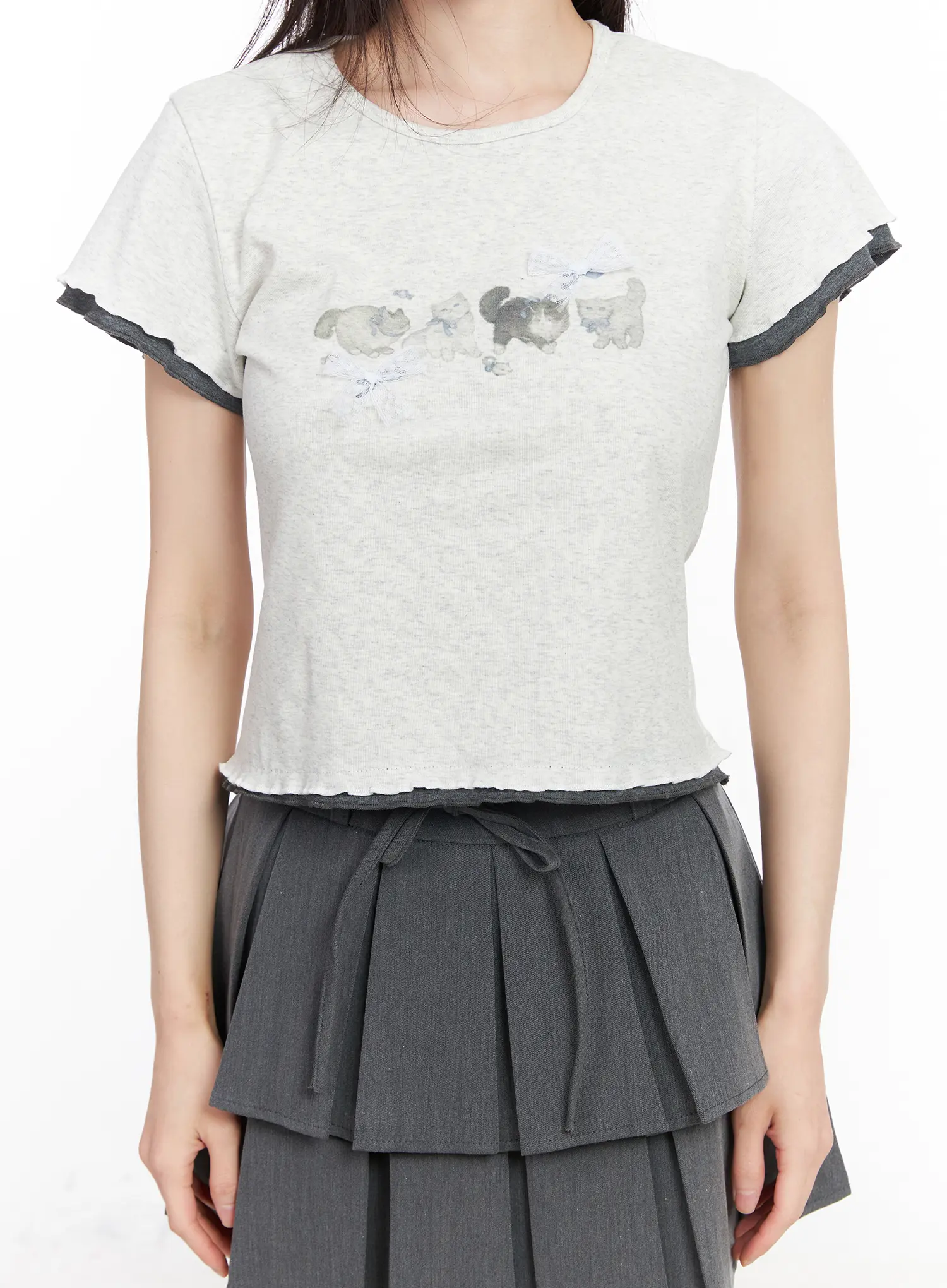 Cats and Bows Crop Baby Tee CM518 - Image 8